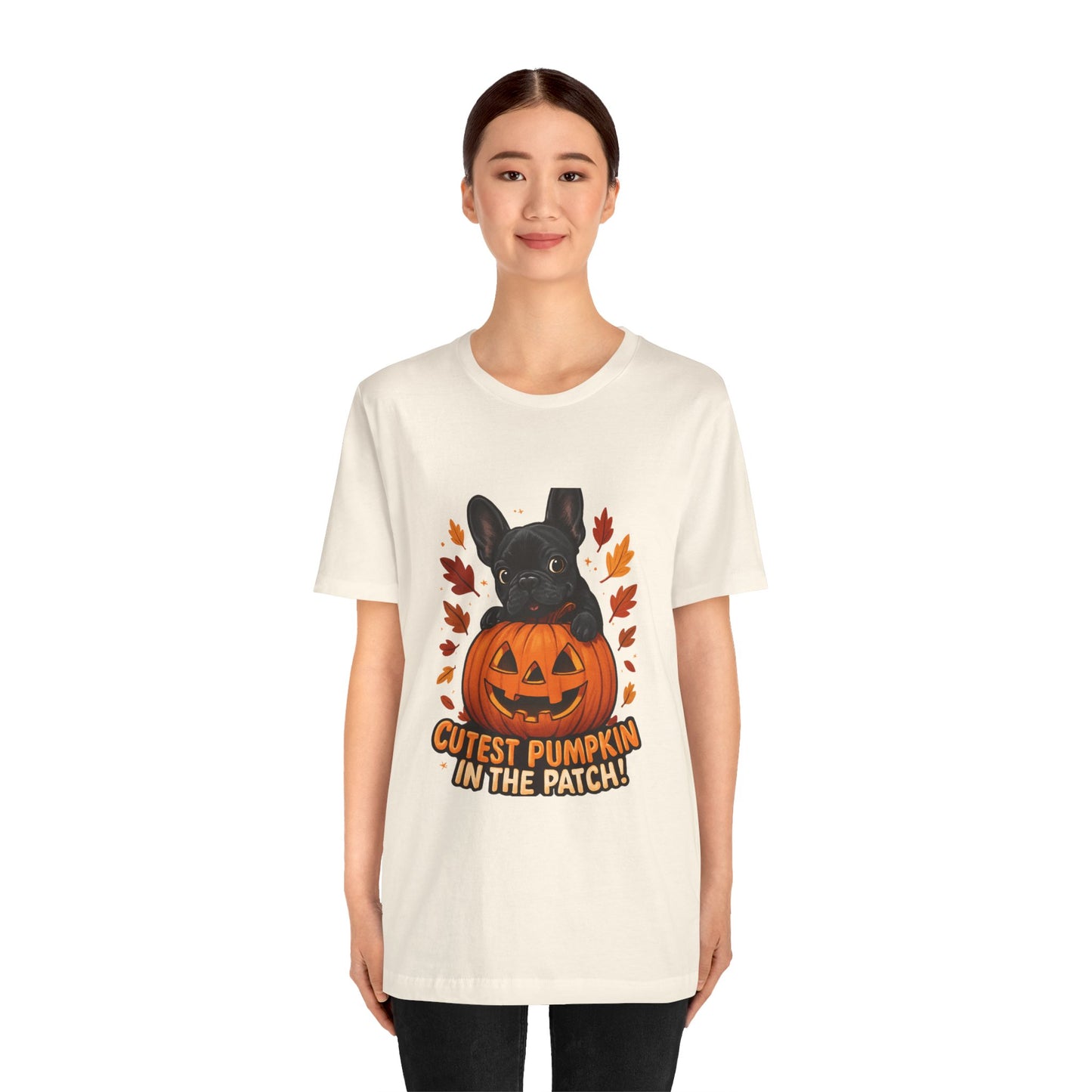 Cutest Pumpkin in the Patch Frenchie T-Shirt | Halloween Dog Lover Tee | Fall French Bulldog Shirt | Cute Pumpkin Patch Graphic Tee