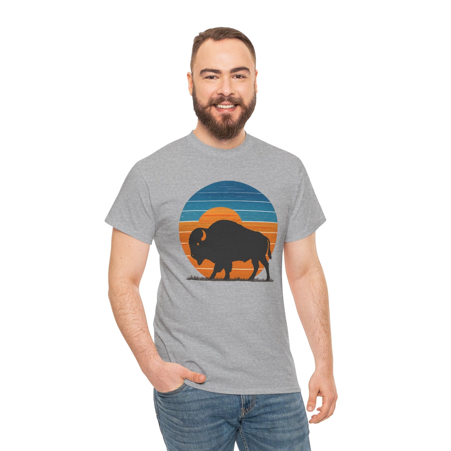 Oklahoma Bison Sunset Shirt | Retro Buffalo Tee | OKC Basketball Colors T-Shirt