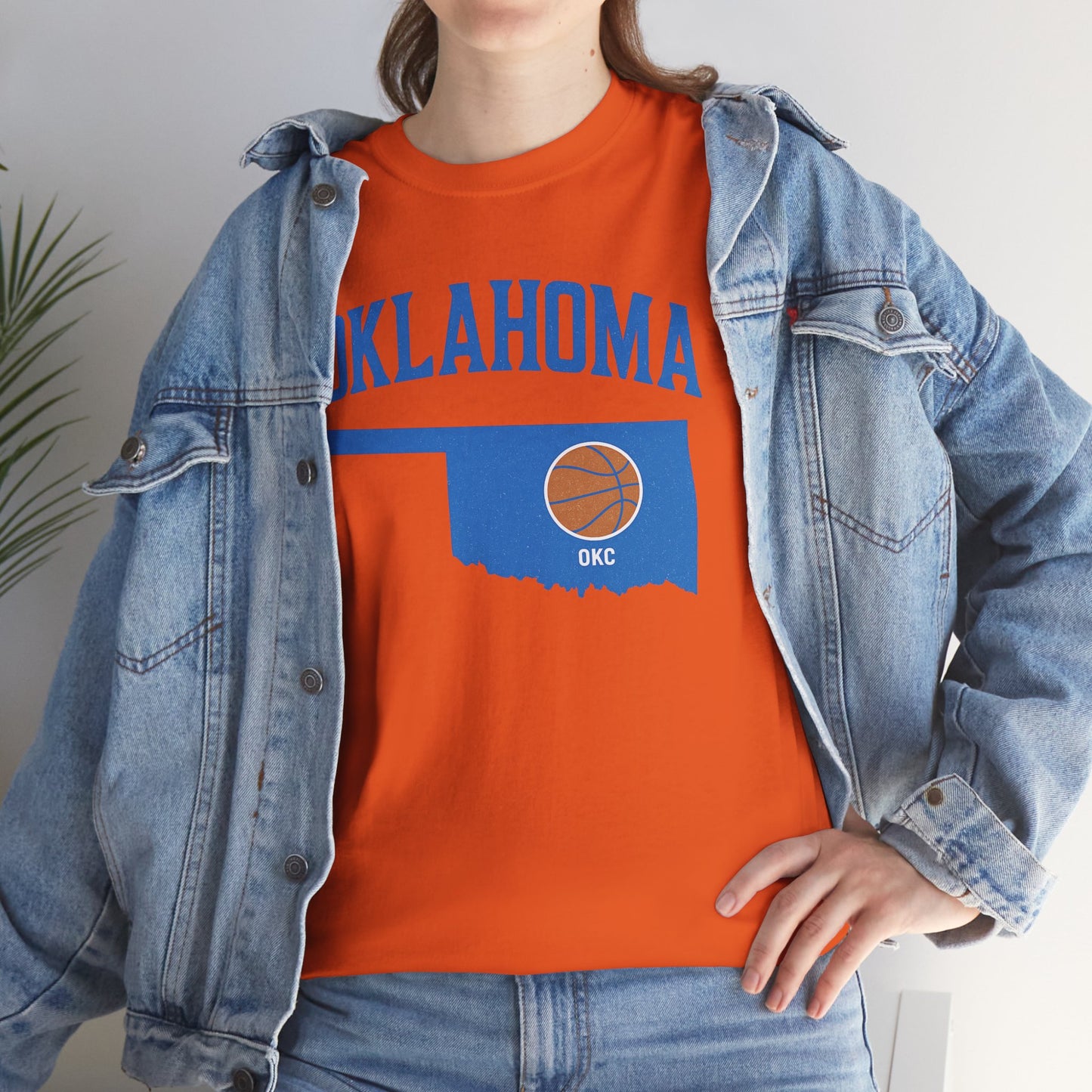 Oklahoma City Basketball Shirt | OKC Basketball Style Tee | Blue & Orange Oklahoma State T-Shir