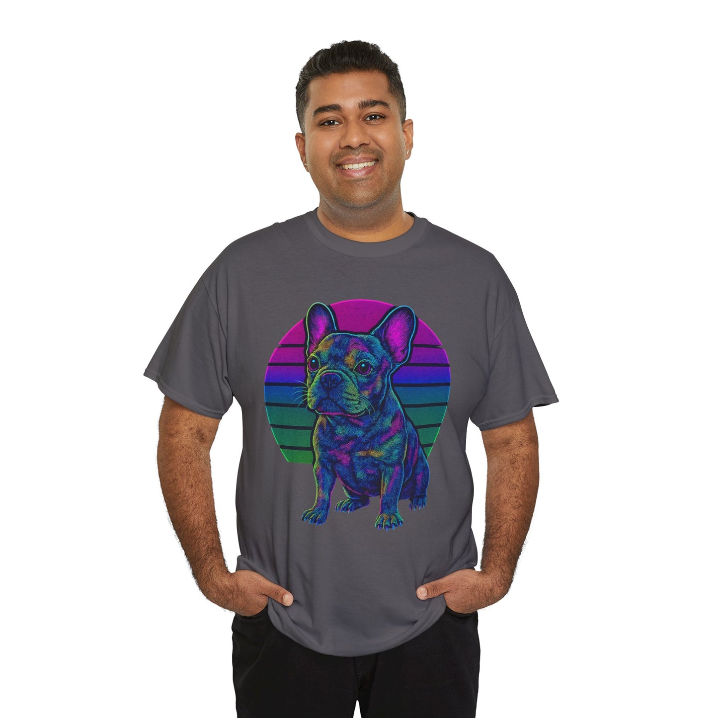 Neon French Bulldog T-Shirt | Retro 80s Frenchie Tee | Colorful Dog Lover Shirt | Electric Frenchie Gift for Men & Women