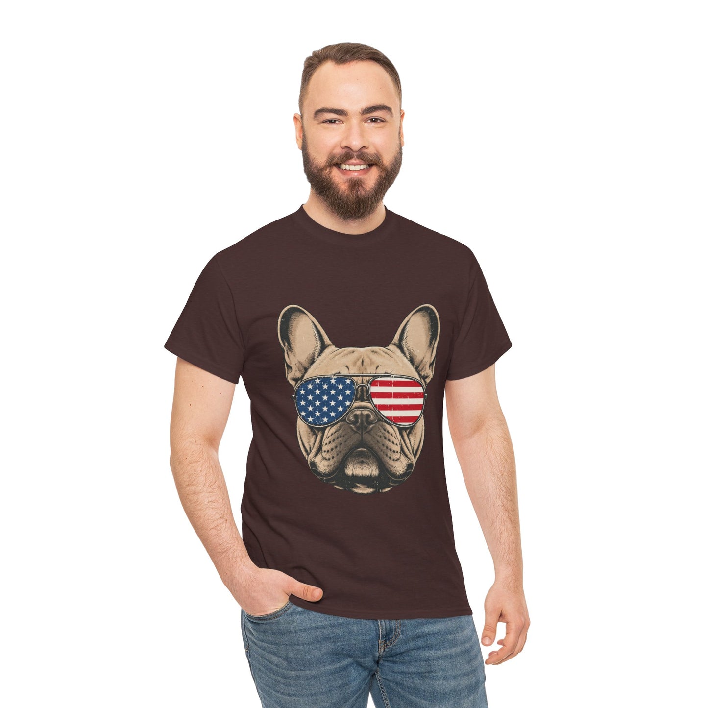 Patriotic French Bulldog Shirt, American Flag Sunglasses Frenchie Tee, Fourth of July Dog Lover Shirt, USA French Bulldog Gift