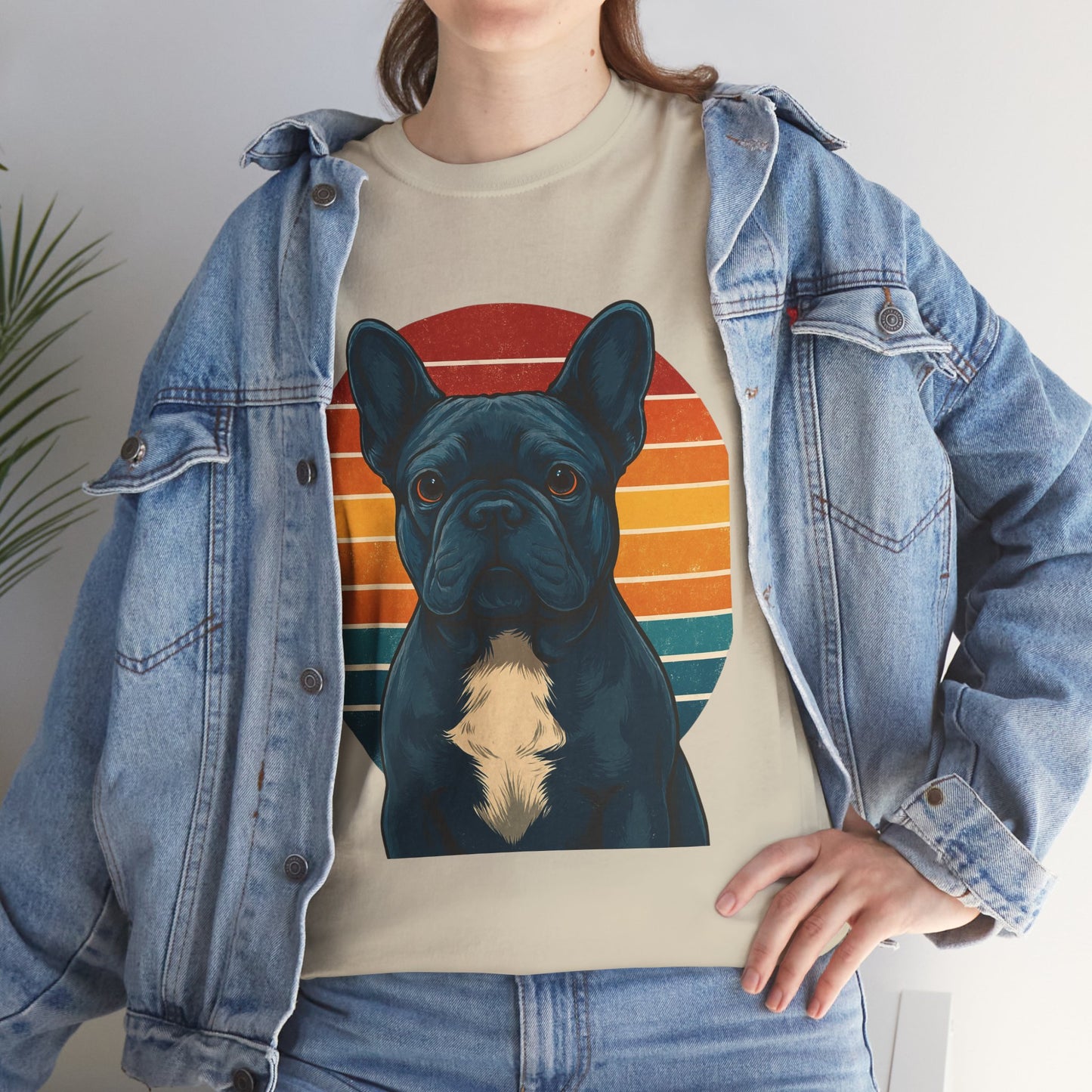 Retro Blue French Bulldog T-Shirt | Vintage Frenchie Dog Tee | 70s Sunset Graphic Shirt | Frenchie Lover Gift | Cute Pet Owner Apparel