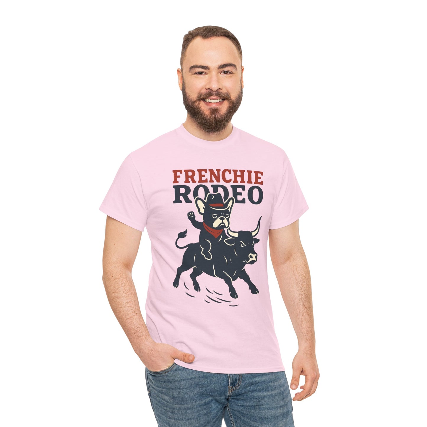 Frenchie Rodeo T-Shirt | Cowboy French Bulldog Graphic Tee | Funny Western Dog Lover Shirt | Frenchie Bull Rider Gift | Rodeo Style Tee