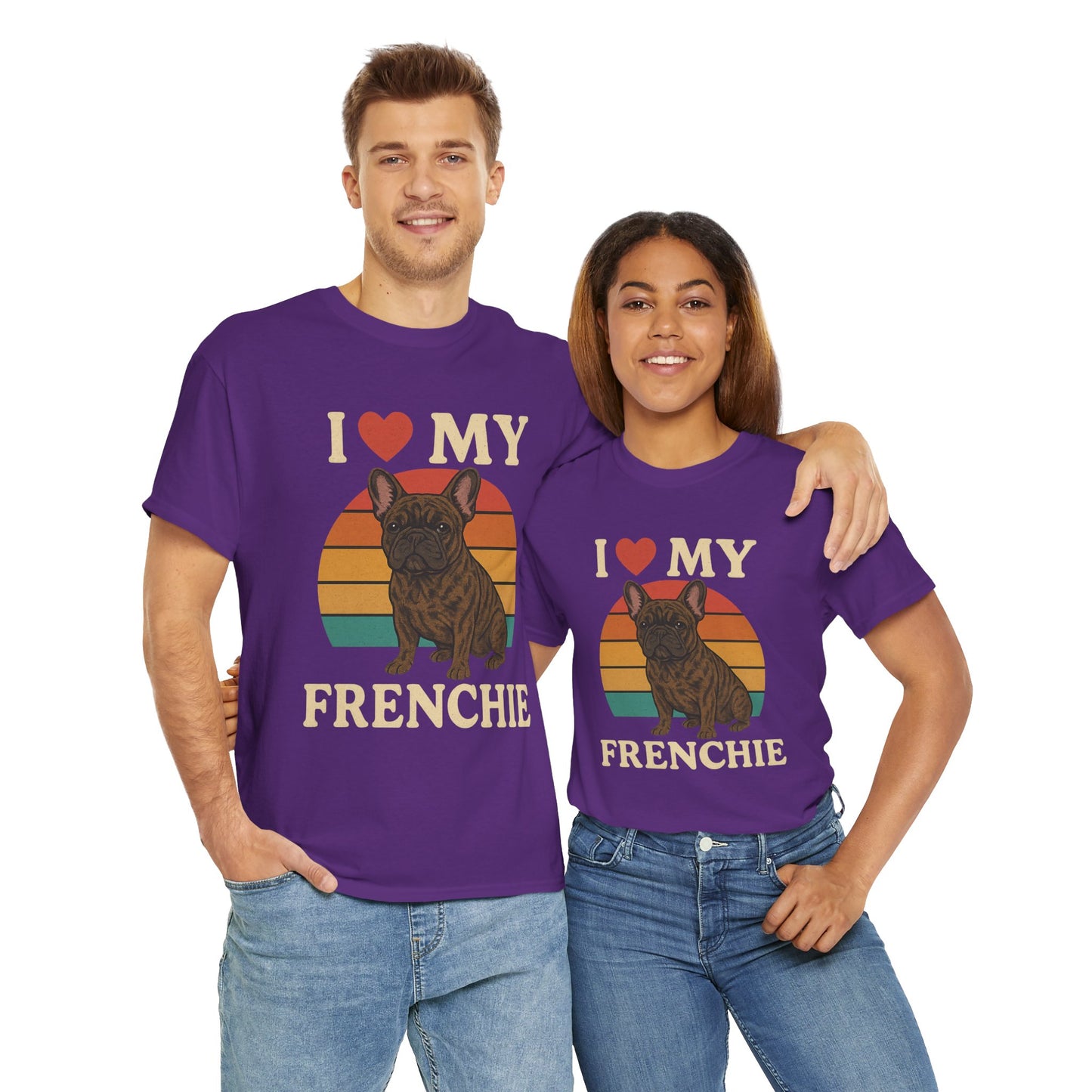 I Love My Frenchie T-Shirt | Retro French Bulldog Tee | Vintage Dog Lover Gift | Frenchie Mom & Dad Shirt | Brindle Bulldog Graphic Top