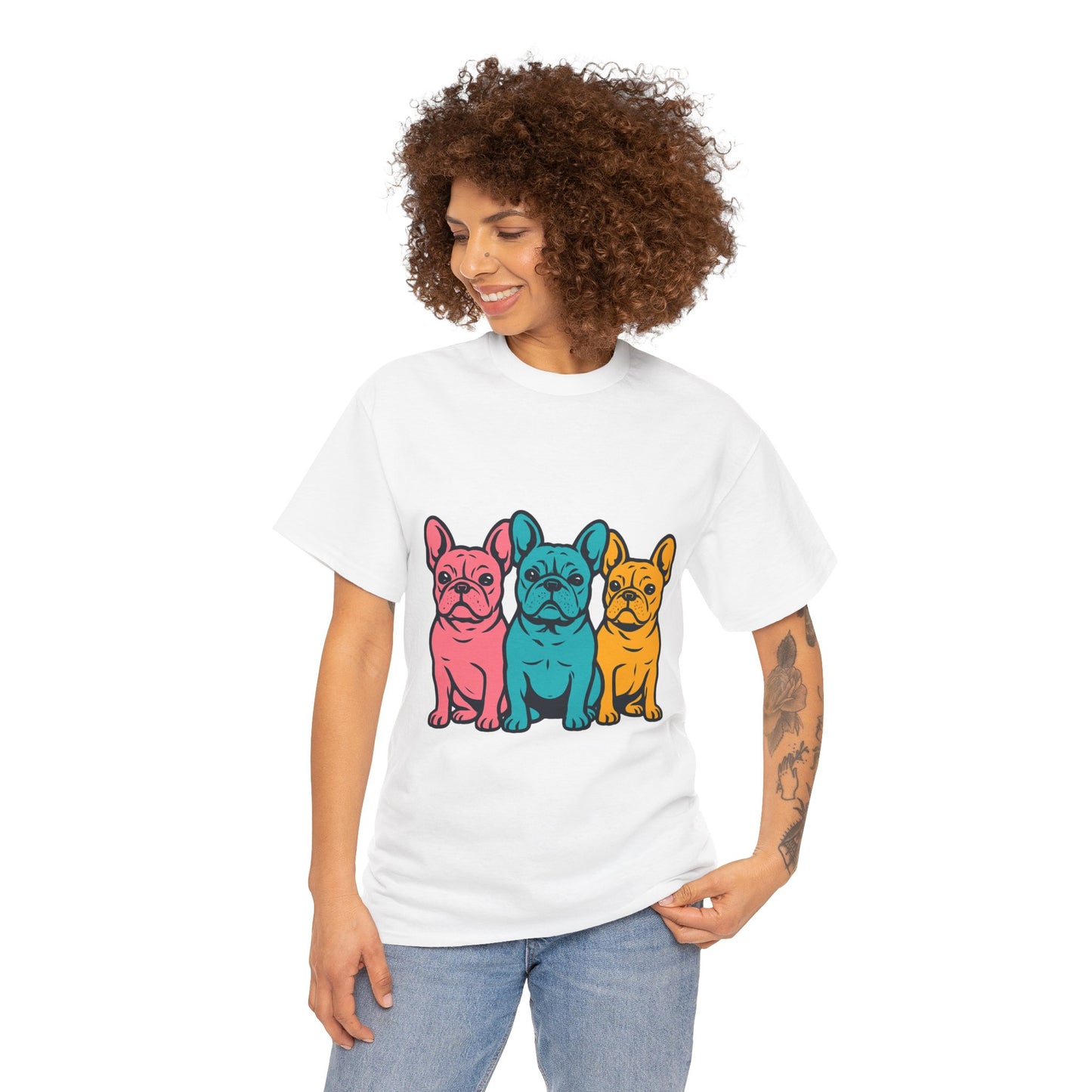 Pop Art French Bulldog T-Shirt | Colorful Frenchie Graphic Tee | Retro Dog Lover Shirt | Bright 80s Style Pet Gift | Fun Unisex Dog Mom Shirt