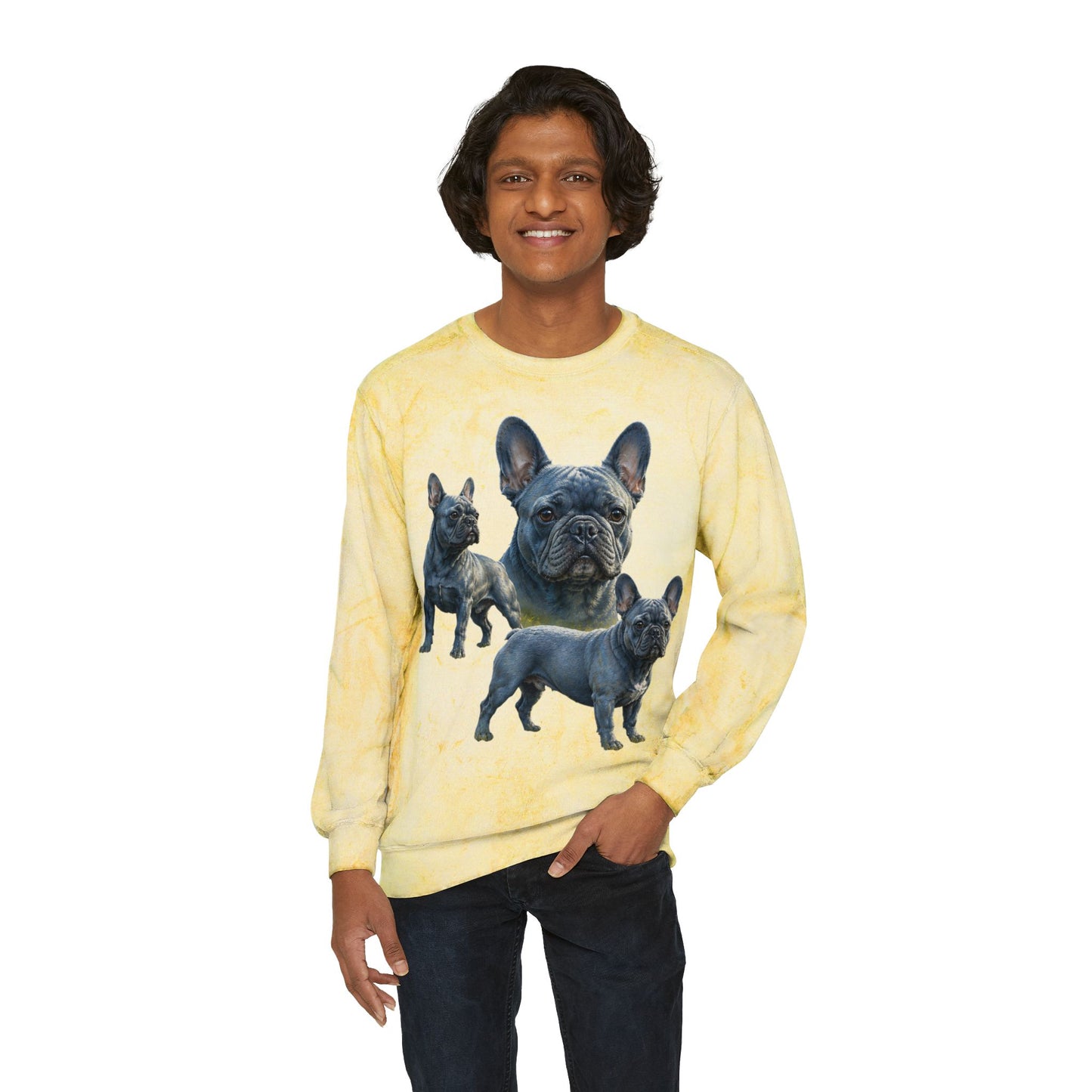 Blue French Bulldog Sweatshirt, Frenchie Crewneck, Realistic French Bulldog Sweatshirt, Dog Mom Gift, Blue Frenchie Graphic Sweatshirt, French Bulldog Lover