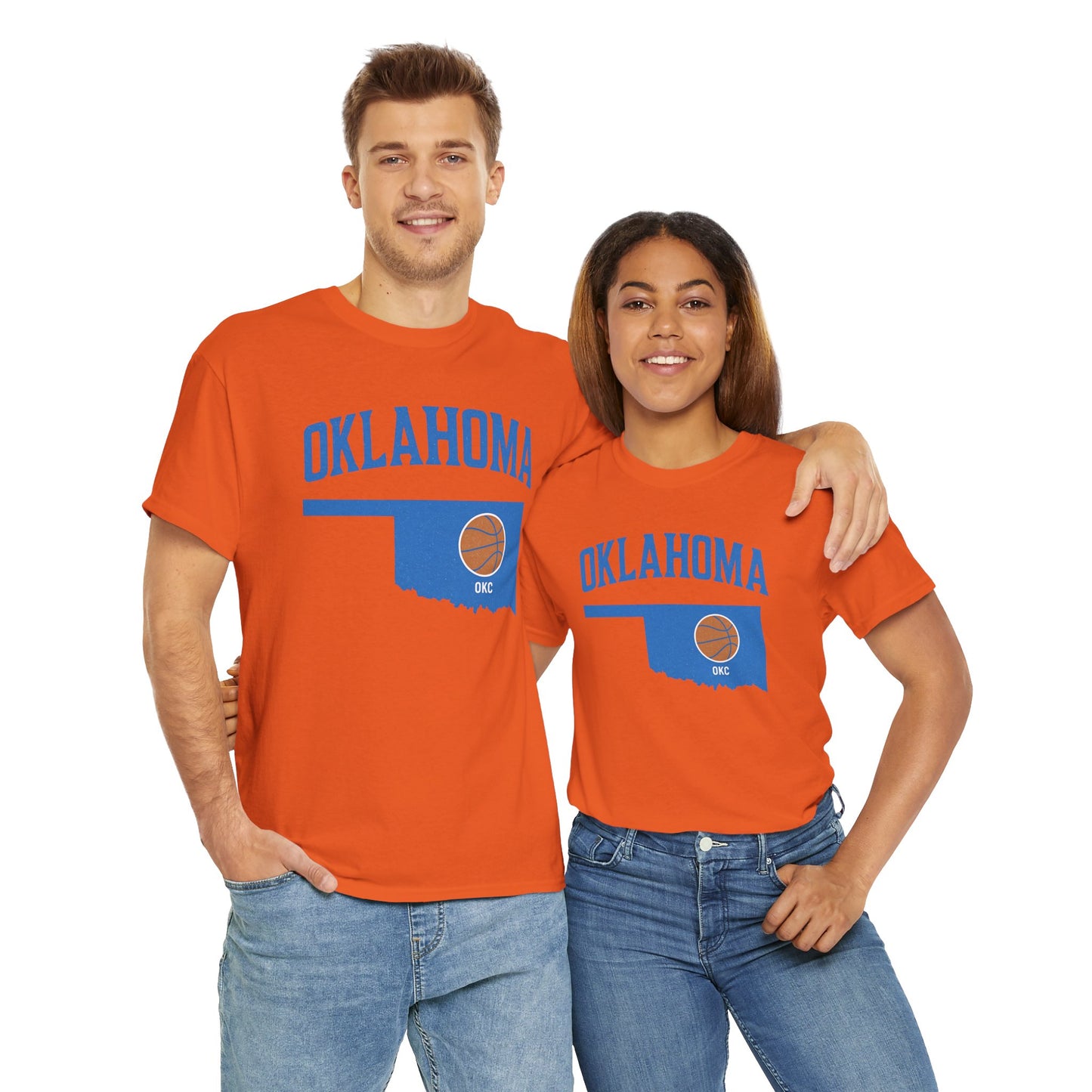 Oklahoma City Basketball Shirt | OKC Basketball Style Tee | Blue & Orange Oklahoma State T-Shir