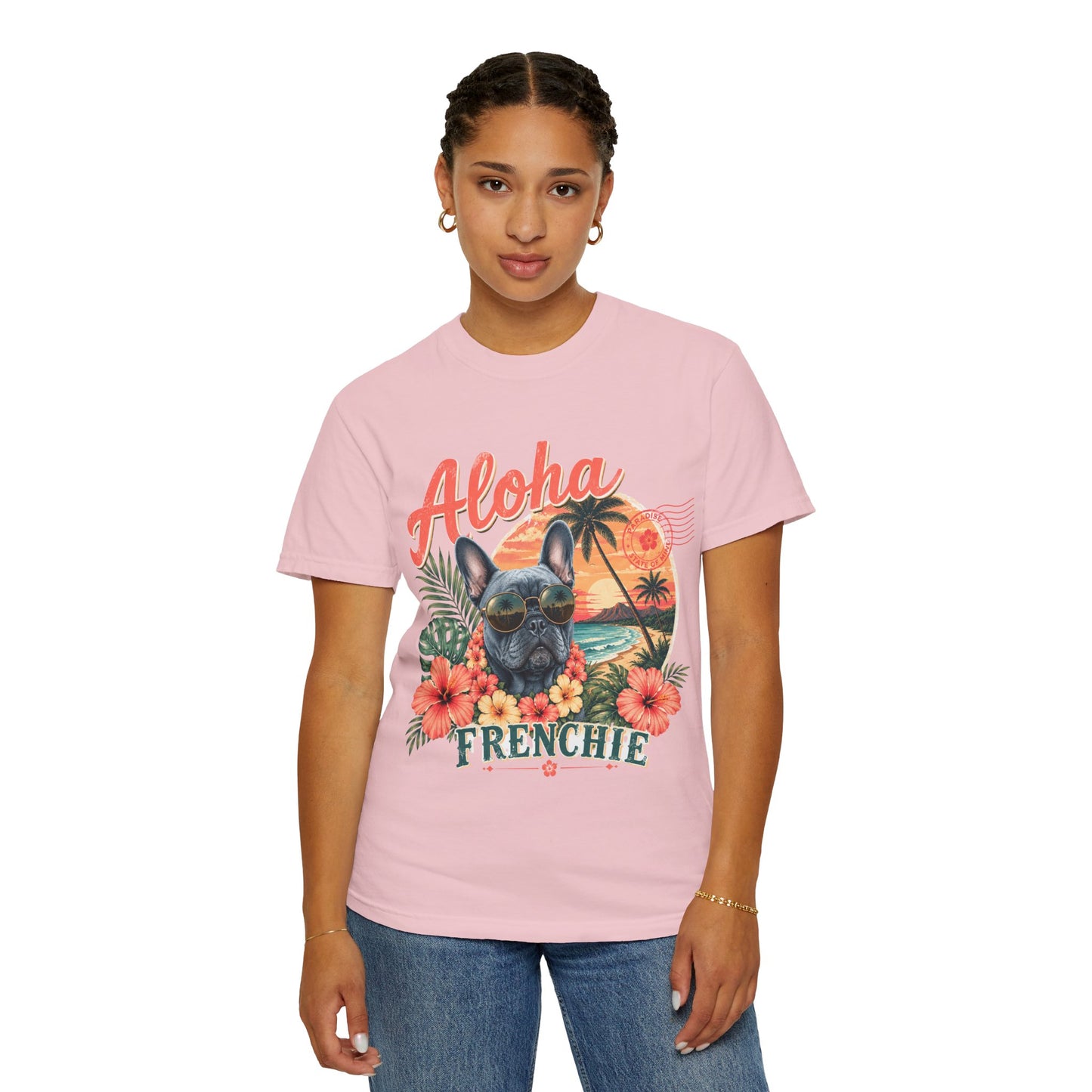 Aloha Frenchie T-Shirt — Hawaiian Sunset French Bulldog Tee