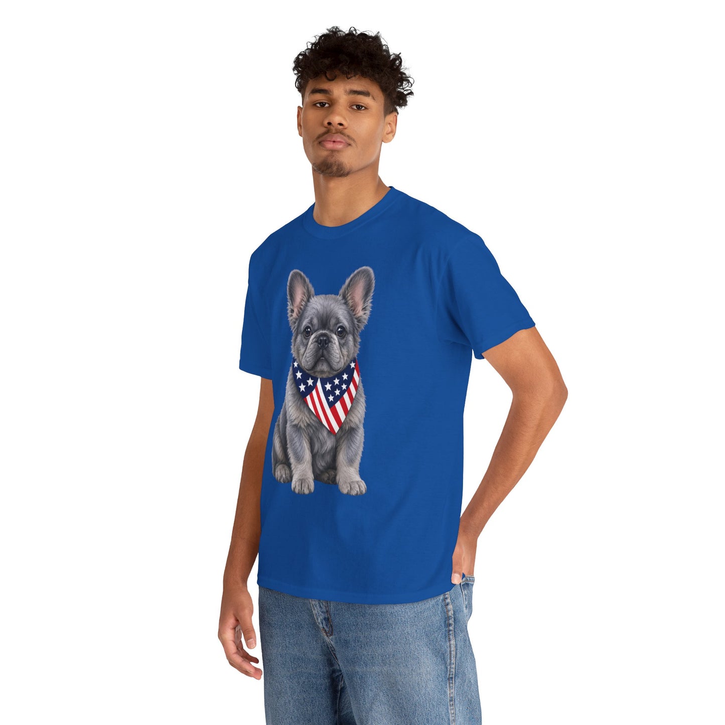 Patriotic Fluffy French Bulldog Shirt, Fluffy Frenchie American Flag Tee, Fourth of July Dog Lover Shirt, USA Fluffy Frenchie Gift