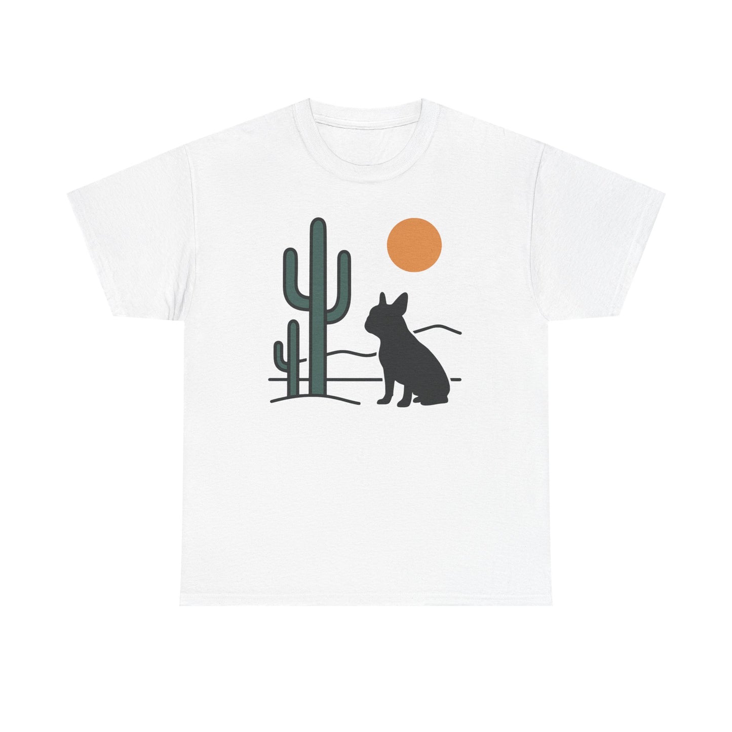 Desert Frenchie T-Shirt | Minimalist Cactus Dog Tee | French Bulldog Desert Sunset Shirt | Pet Lover Gift | Modern Graphic Dog Mom Tee