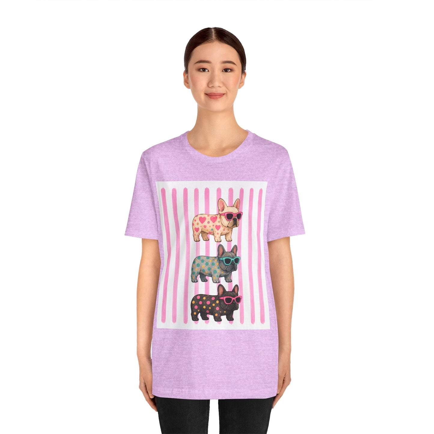 Cute French Bulldog Shirt, Pink Frenchie Sunglasses Tee, Colorful Frenchie Graphic Shirt, Dog Mom Gift, French Bulldog Lover T-Shirt