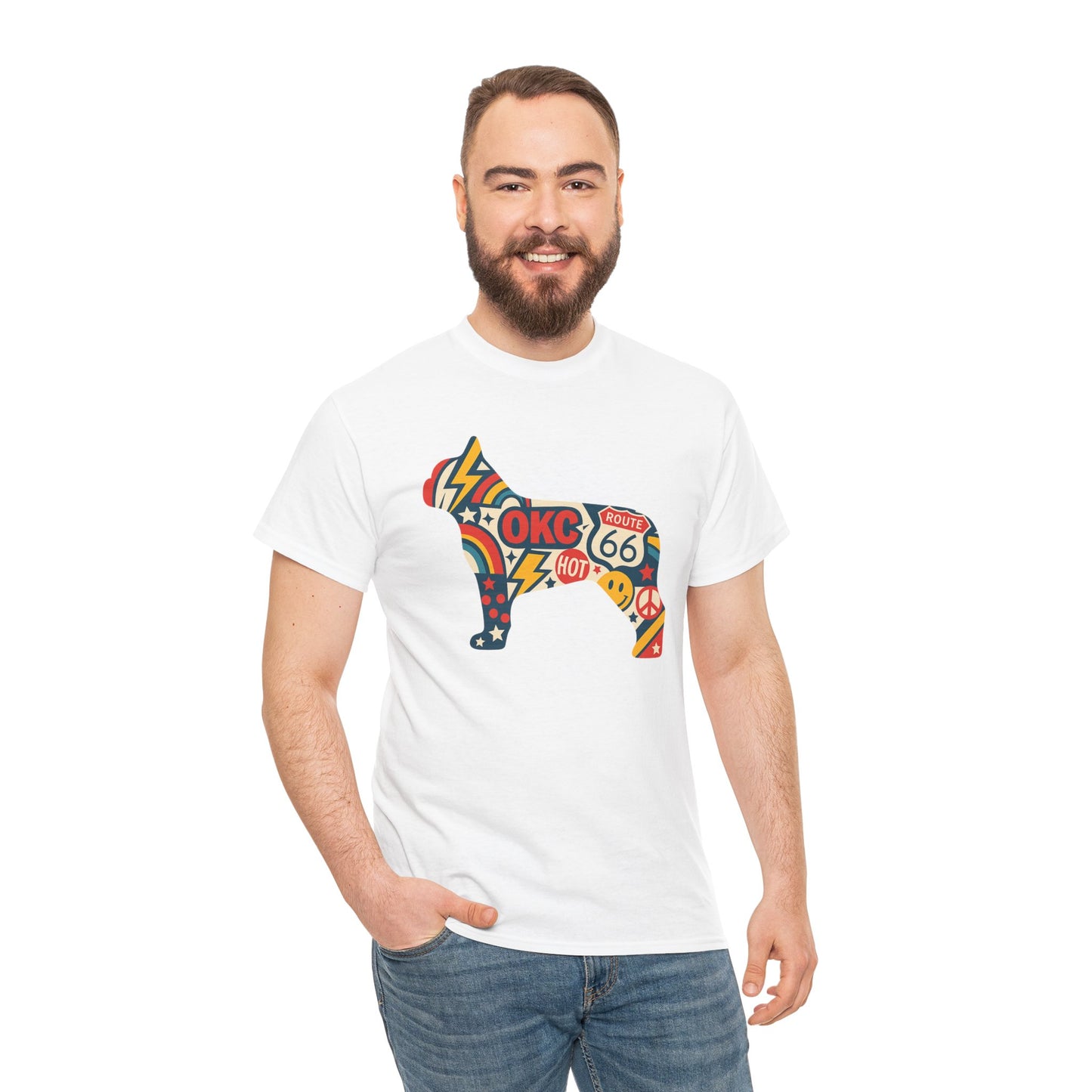 Oklahoma Route 66 French Bulldog T-Shirt | Retro OKC Frenchie Tee | Vintage Route 66 Dog Lover Shirt | Oklahoma Pride Gift for Frenchie Fans
