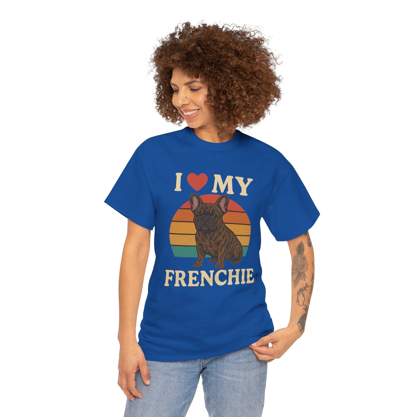 I Love My Frenchie T-Shirt | Retro French Bulldog Tee | Vintage Dog Lover Gift | Frenchie Mom & Dad Shirt | Brindle Bulldog Graphic Top