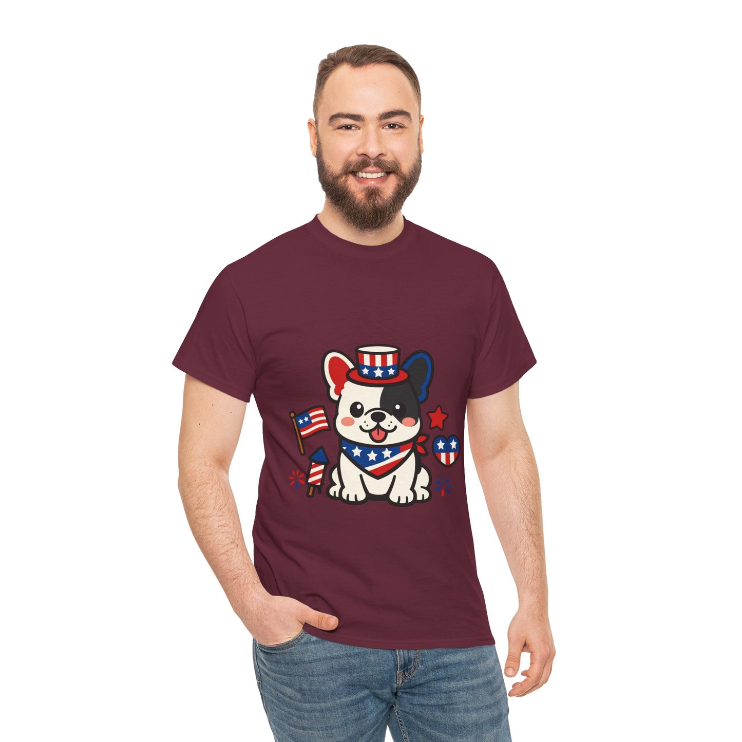 Cute Patriotic French Bulldog Shirt, Kawaii frenchie Fourth of July Tee, American Flag Puppy Shirt, USA Dog Lover Gift, Patriotic Frenchie