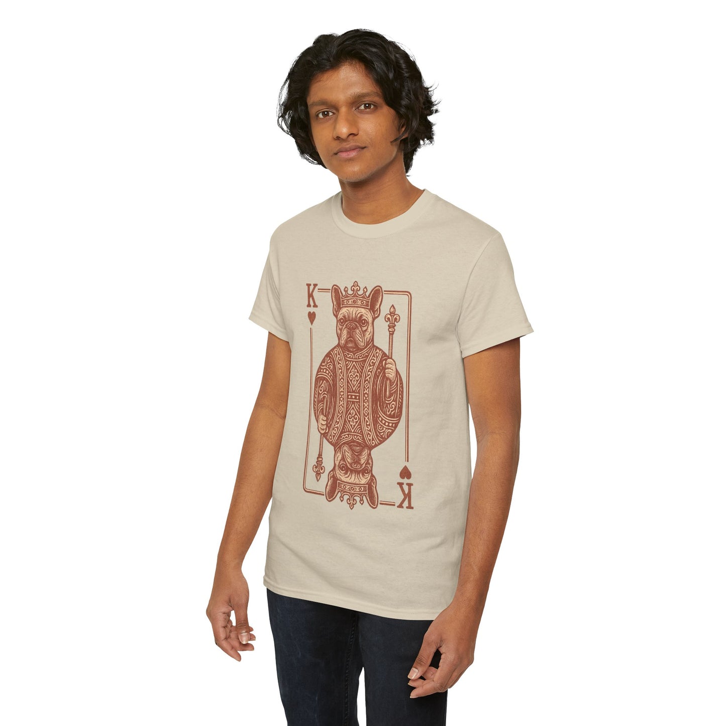 King French Bulldog Shirt, Frenchie Playing Card Tee, Royal Frenchie T-Shirt, Vintage French Bulldog Graphic Shirt, Dog Lover Gift, King of Hearts Frenchie Tee