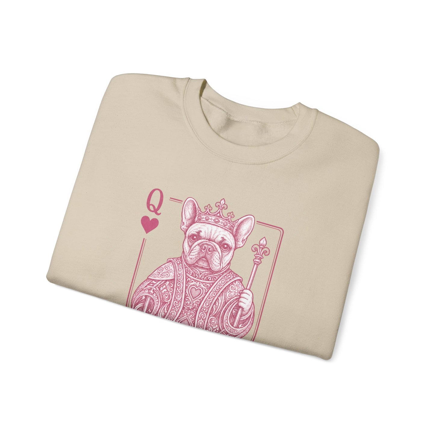 Queen of Hearts French Bulldog Sweatshirt, Frenchie Queen Playing Card Sweatshirt, Dog Mom Crewneck, Royal French Bulldog Gift, Cute Frenchie Sweatshirt