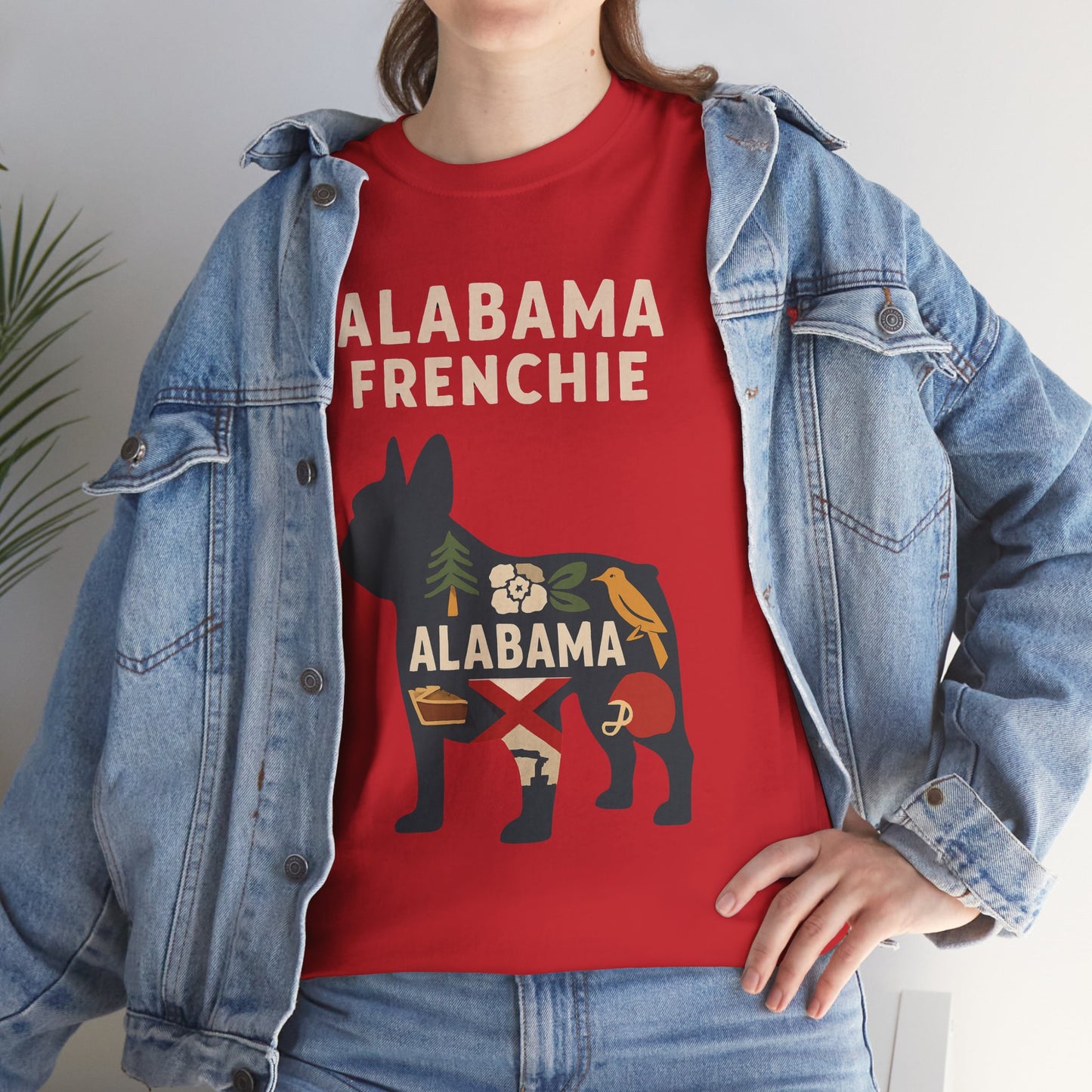 Alabama Frenchie T-Shirt – French Bulldog State Pride Tee, Retro Alabama Dog Lover Shirt, Southern Frenchie Gift for Pet Lovers