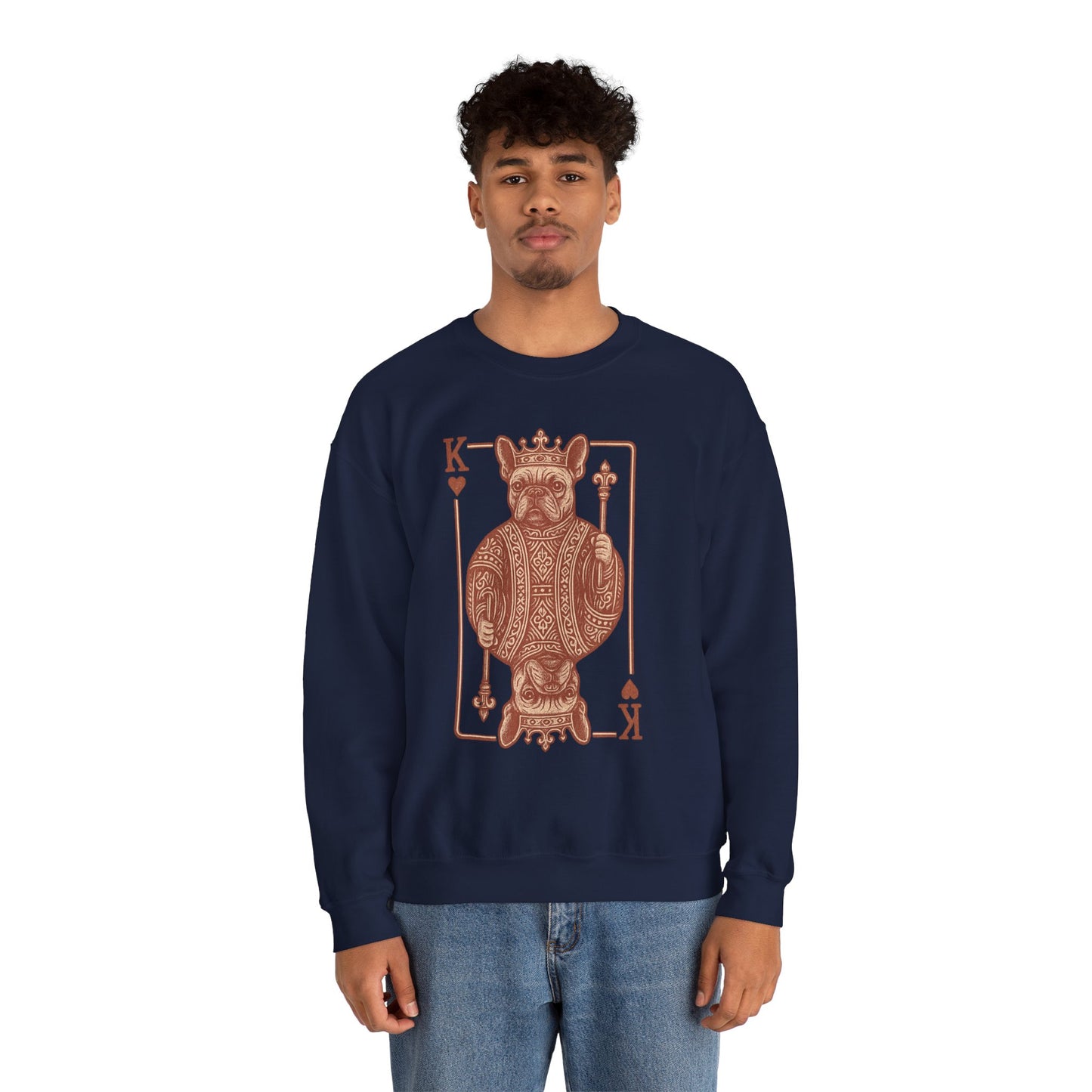 King French Bulldog Sweatshirt, Frenchie Playing Card Crewneck, Royal French Bulldog Pullover, King of Hearts Frenchie Sweatshirt, Vintage Dog Lover Gift