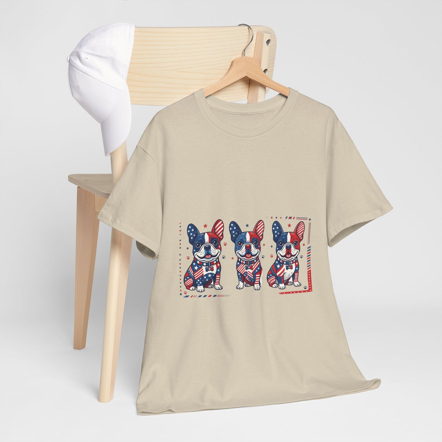 Patriotic French Bulldog Shirt, American Flag Frenchie Trio Tee, Fourth of July Dog Lover Shirt, USA French Bulldog Gift, Frenchie Mom Shirt