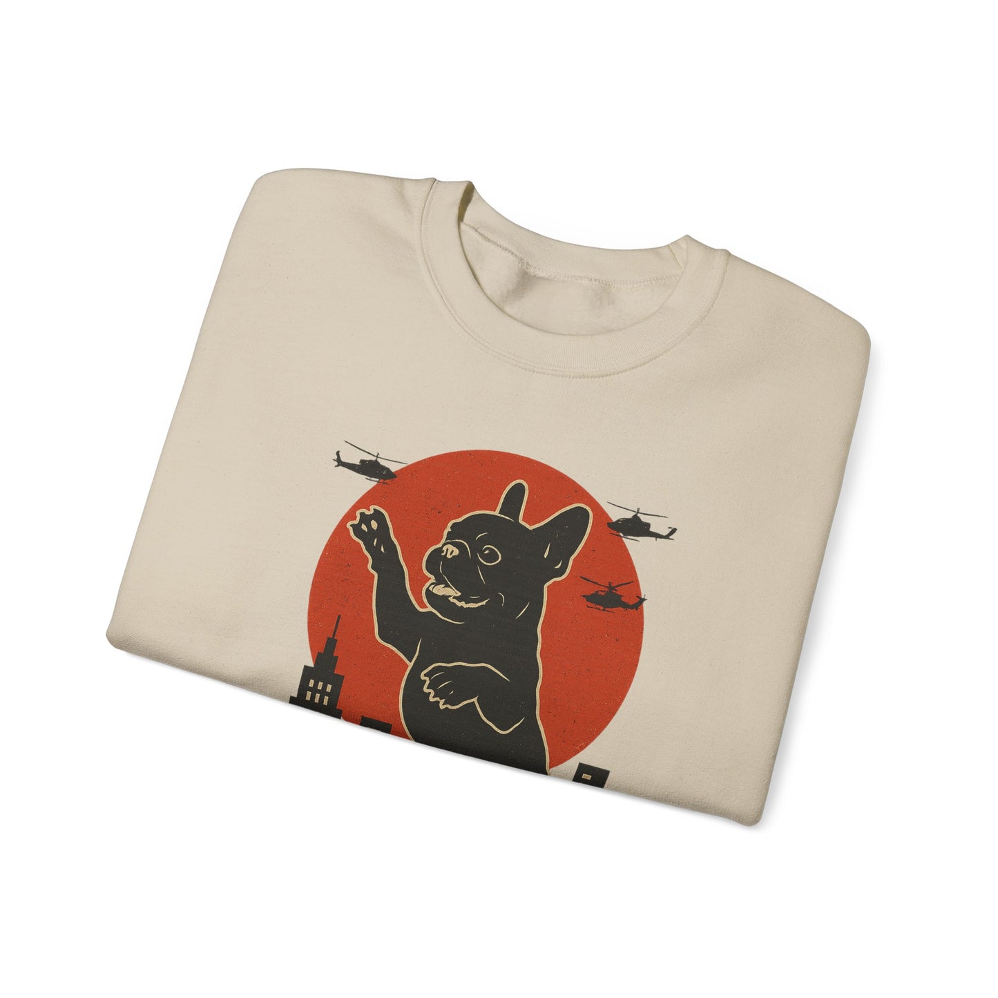 French Bulldogzilla Sweatshirt | Godzilla Inspired French Bulldog Graphic Tee | Retro Japanese Movie Style Dog Lover Shirt | Funny Frenchie Gift