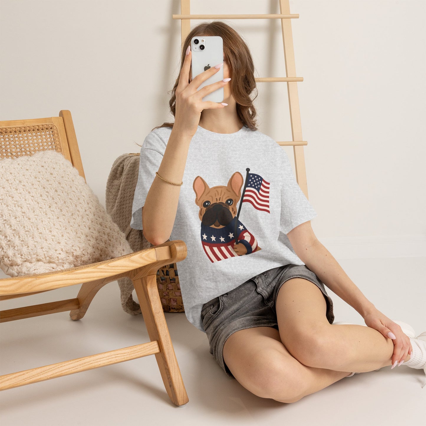 Patriotic French Bulldog Shirt, American Flag Frenchie Tee, Fourth of July Dog Lover Shirt, USA French Bulldog Gift, Patriotic Puppy Sweater Tee