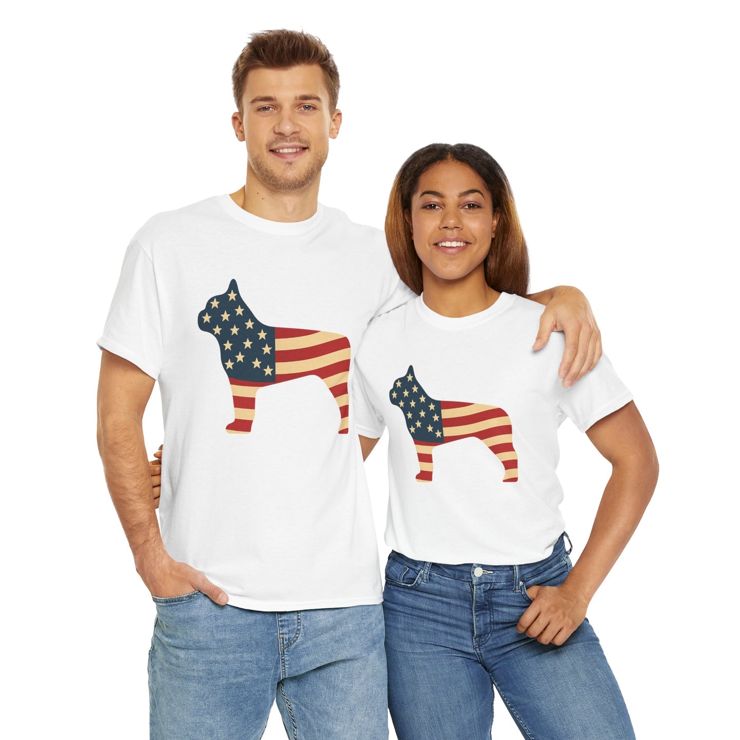 Patriotic French Bulldog T-Shirt | American Flag Frenchie Tee | USA Dog Lover Shirt | 4th of July French Bulldog Gift for Dog Moms & Dads