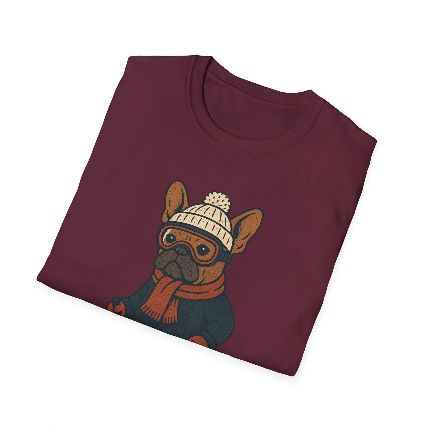 French Bulldog Skiing T-Shirt, Winter Frenchie Shirt, Ski Dog Graphic Tee, Cute Snow Dog Gift, Funny Frenchie Lover Shirt, Skiing Pup Tee