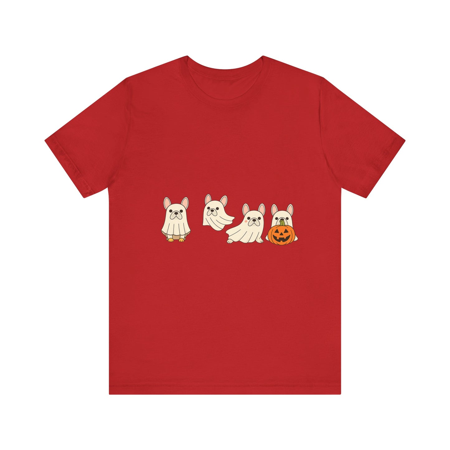 Frenchie Ghost Halloween T-Shirt | Cute French Bulldog Graphic Tee | Funny Dog Lover Spooky Season Shirt | Pumpkin Ghost Frenchie Tee