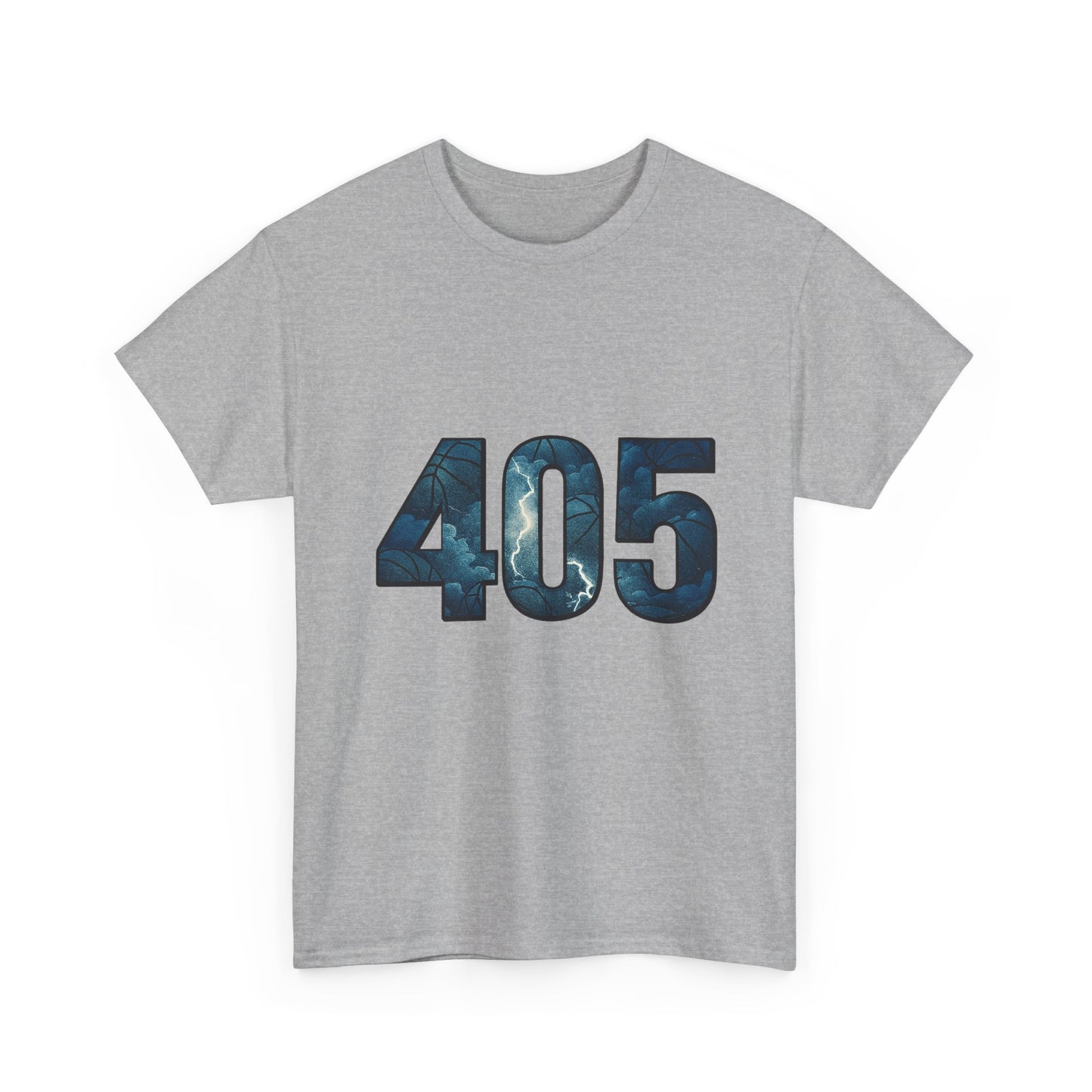405 Thunder Lightning Tee | OKC Basketball Shirt | Oklahoma Area Code Shirt | Orange & Blue Thunder Fan Graphic Tee | Local Pride Shirt