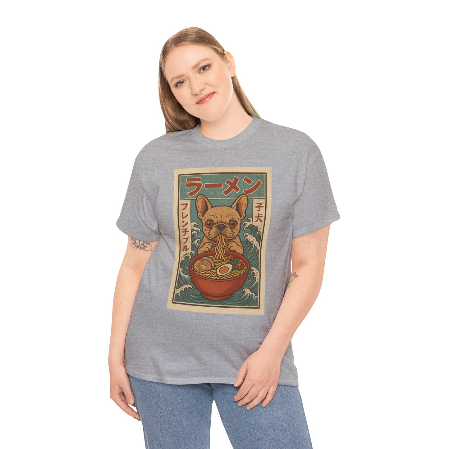 Frenchie Ramen T-Shirt – Vintage Japanese Poster Style French Bulldog Tee, Retro Dog Lover Shirt, Cute Anime-Inspired Gift