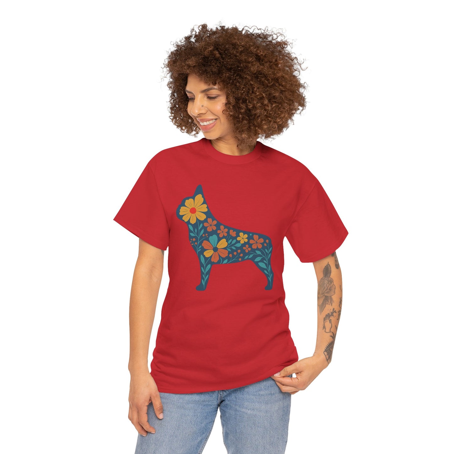 Floral Frenchie T-Shirt | Bright Flower French Bulldog Tee | Cute Dog Lover Shirt | Retro Pet Mom Gift | Boho Botanical Frenchie Graphic Tee