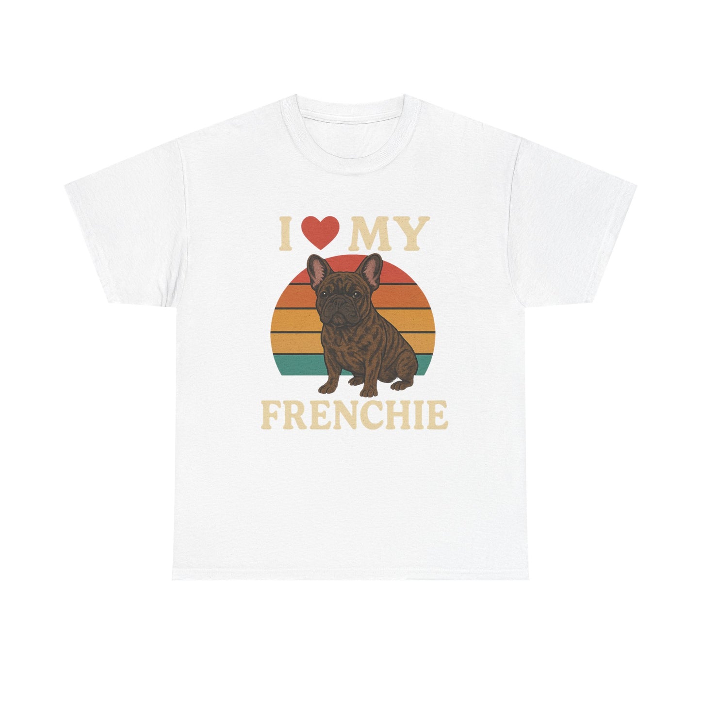 I Love My Frenchie T-Shirt | Retro French Bulldog Tee | Vintage Dog Lover Gift | Frenchie Mom & Dad Shirt | Brindle Bulldog Graphic Top