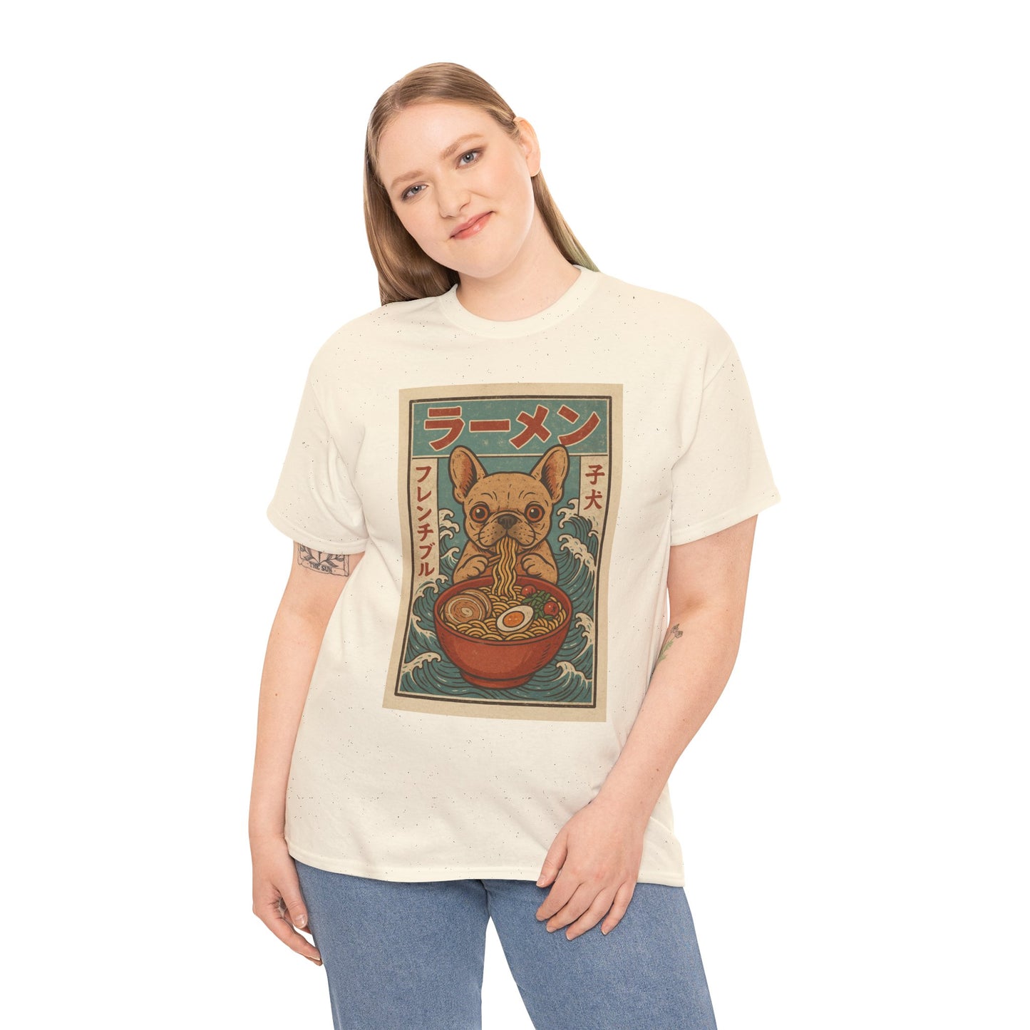 Frenchie Ramen T-Shirt – Vintage Japanese Poster Style French Bulldog Tee, Retro Dog Lover Shirt, Cute Anime-Inspired Gift