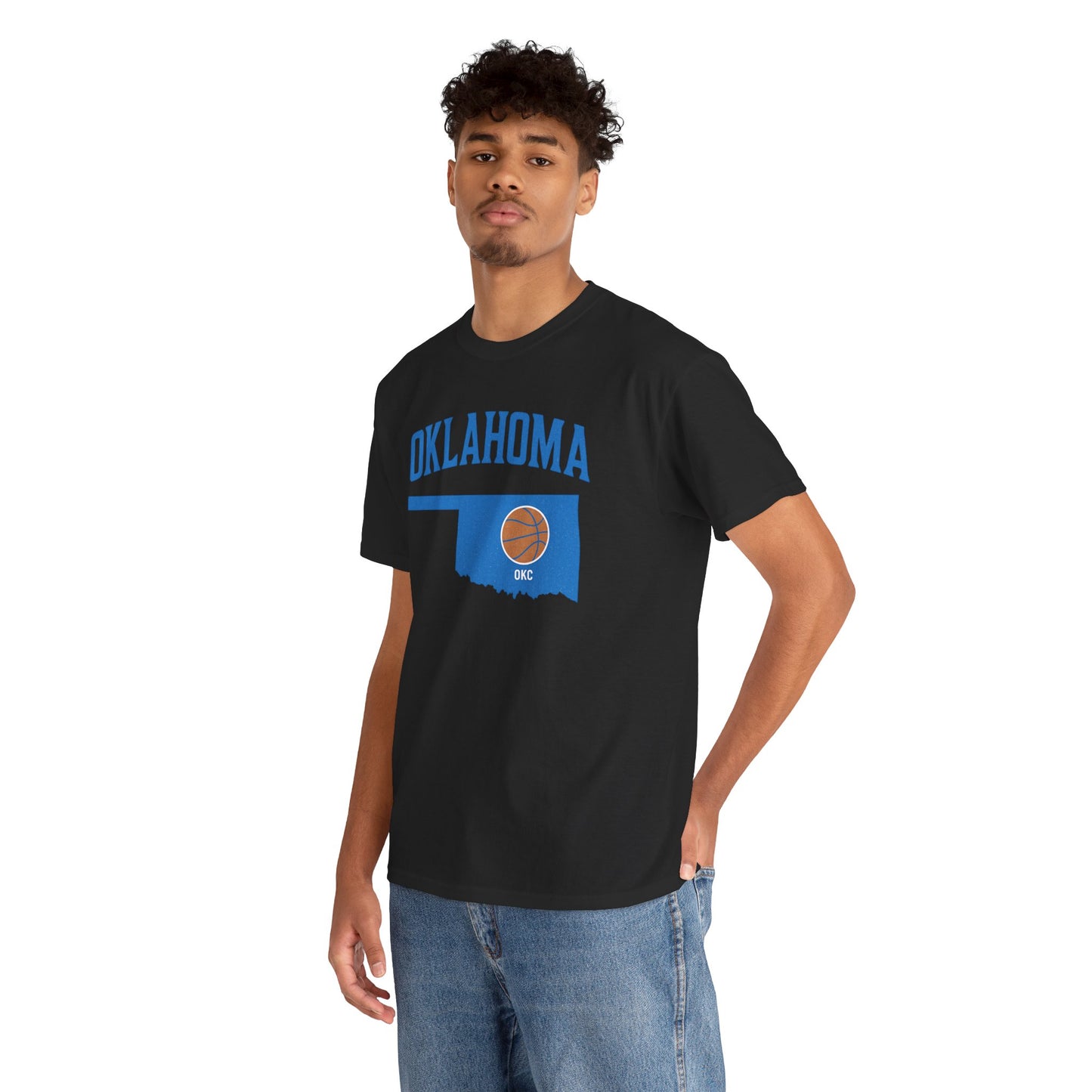 Oklahoma City Basketball Shirt | OKC Basketball Style Tee | Blue & Orange Oklahoma State T-Shir