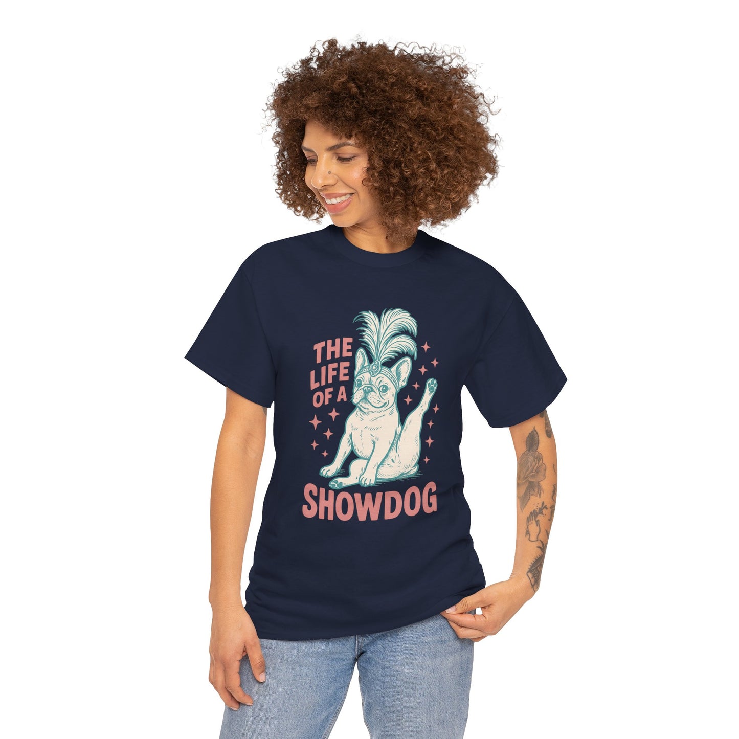 The Life of a Showdog Frenchie T-Shirt – Funny Retro French Bulldog Tee, Vintage Dog Lover Shirt, Cute Pet Parent Gift