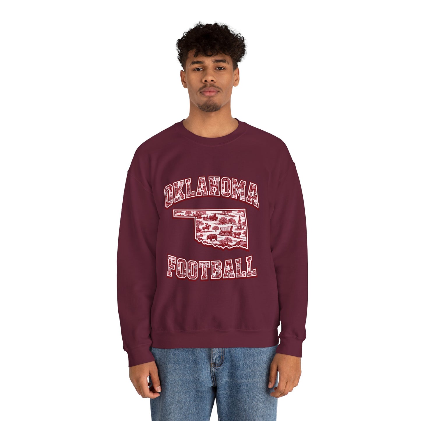 Oklahoma Football Sweatshirt, Oklahoma State Toile Crewneck, Crimson Game Day Sweatshirt, Oklahoma Fan Gift, Vintage Football Crewneck, sooner