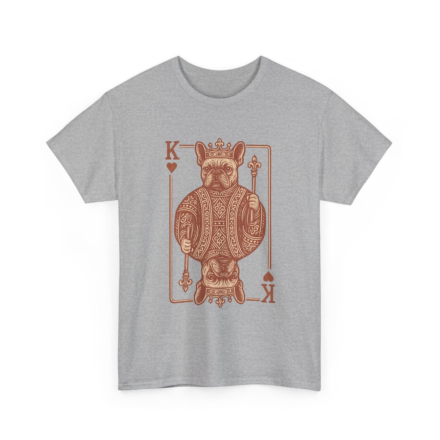 King French Bulldog Shirt, Frenchie Playing Card Tee, Royal Frenchie T-Shirt, Vintage French Bulldog Graphic Shirt, Dog Lover Gift, King of Hearts Frenchie Tee
