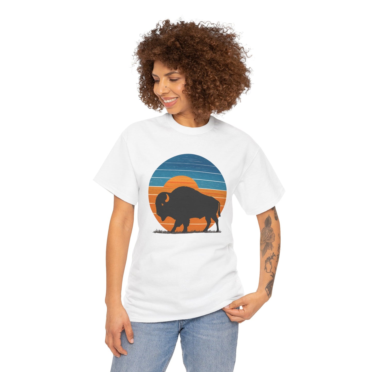 Oklahoma Bison Sunset Shirt | Retro Buffalo Tee | OKC Basketball Colors T-Shirt