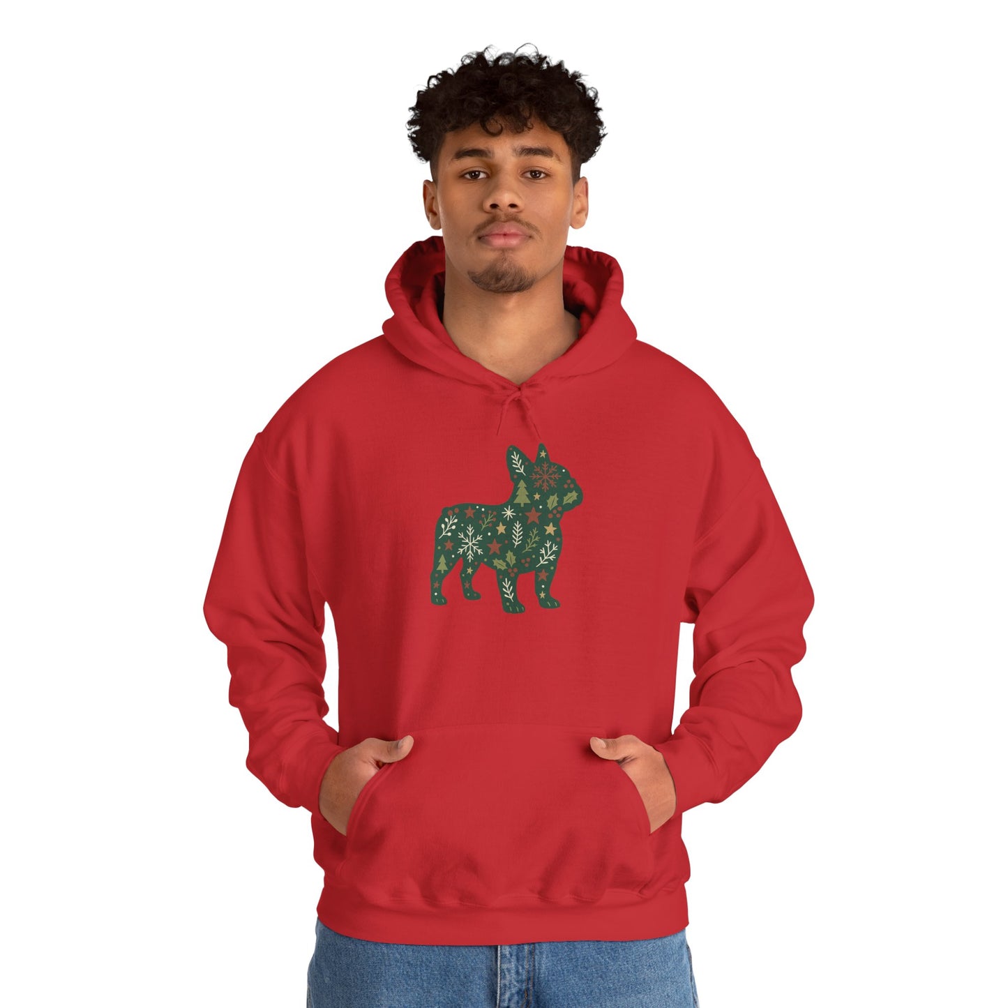 Christmas Frenchie Hoodie | Holiday French Bulldog Sweatshirt | Cute Dog Mom Gift | Frenchie Lover Xmas Hoodie | Winter Dog Silhouette Pullover