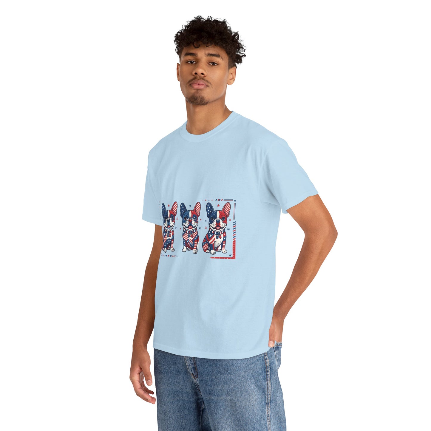 Patriotic French Bulldog Shirt, American Flag Frenchie Trio Tee, Fourth of July Dog Lover Shirt, USA French Bulldog Gift, Frenchie Mom Shirt