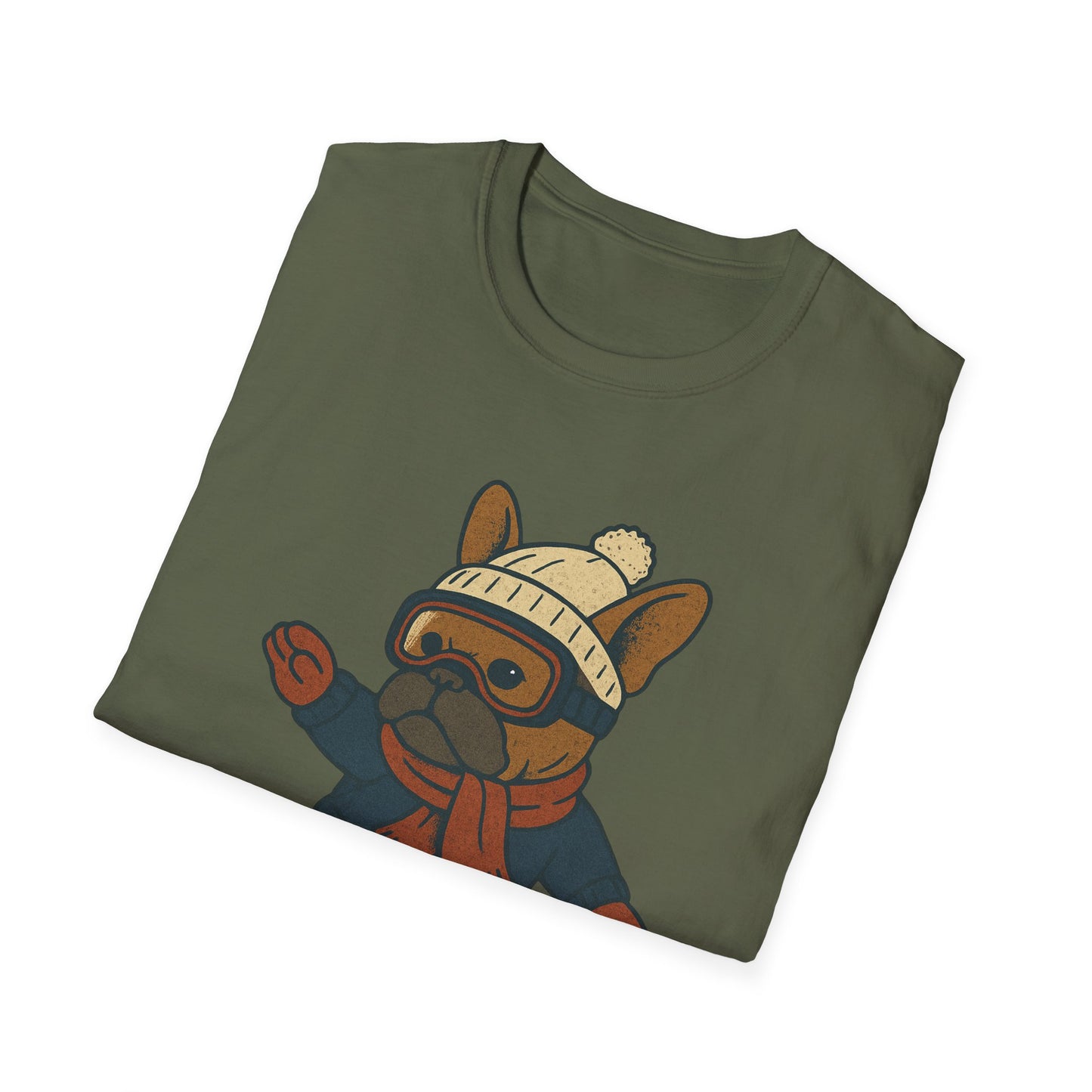 Snowboarding Frenchie T-Shirt | Cute Winter Dog Snowboard Tee | French Bulldog Snowboarder Shirt | Holiday Ski Resort Pup Graphic | Dog Lover Snow Sport Gift