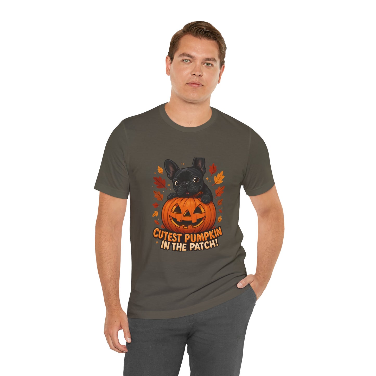 Cutest Pumpkin in the Patch Frenchie T-Shirt | Halloween Dog Lover Tee | Fall French Bulldog Shirt | Cute Pumpkin Patch Graphic Tee