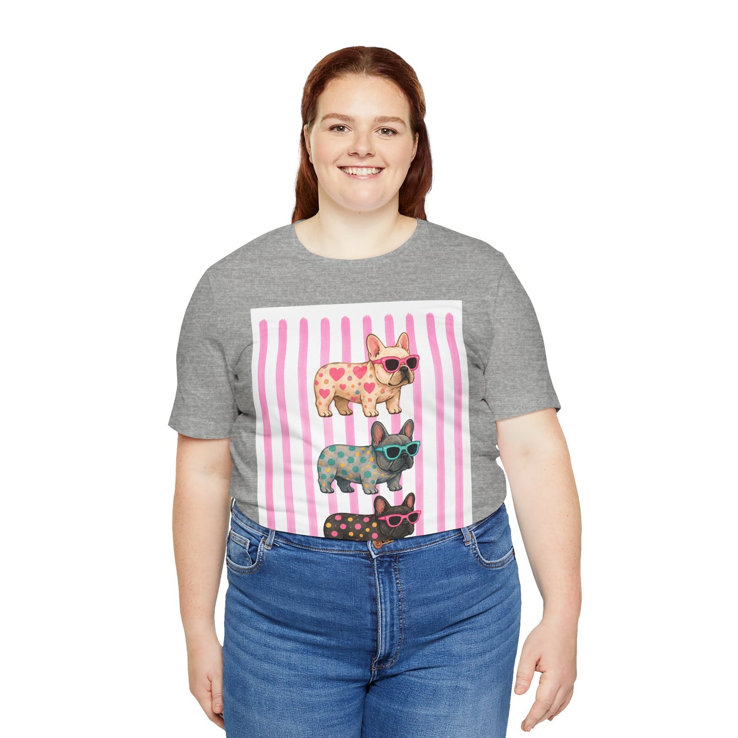 Cute French Bulldog Shirt, Pink Frenchie Sunglasses Tee, Colorful Frenchie Graphic Shirt, Dog Mom Gift, French Bulldog Lover T-Shirt