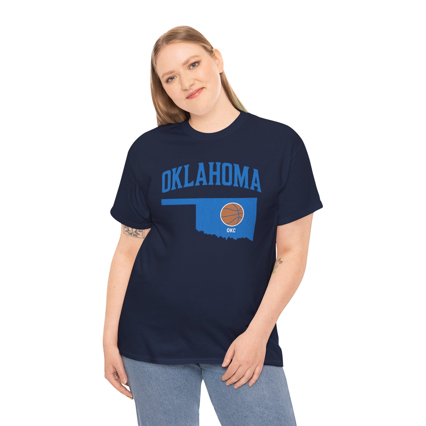 Oklahoma City Basketball Shirt | OKC Basketball Style Tee | Blue & Orange Oklahoma State T-Shir
