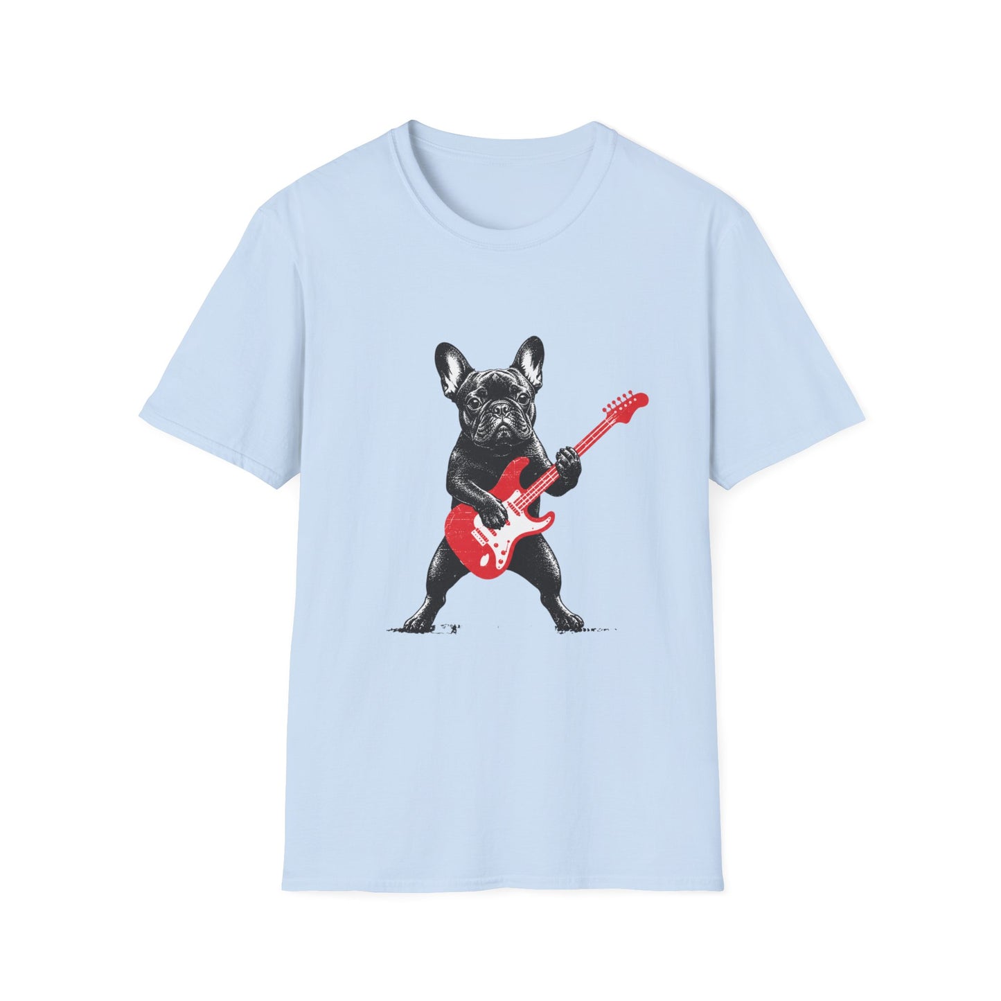 French Bulldog Guitar Shirt, Rocker Frenchie Tee, Frenchie Guitar T-Shirt, Music Lover Dog Shirt, Rock and Roll French Bulldog Gift, Guitar Player Frenchie Tee