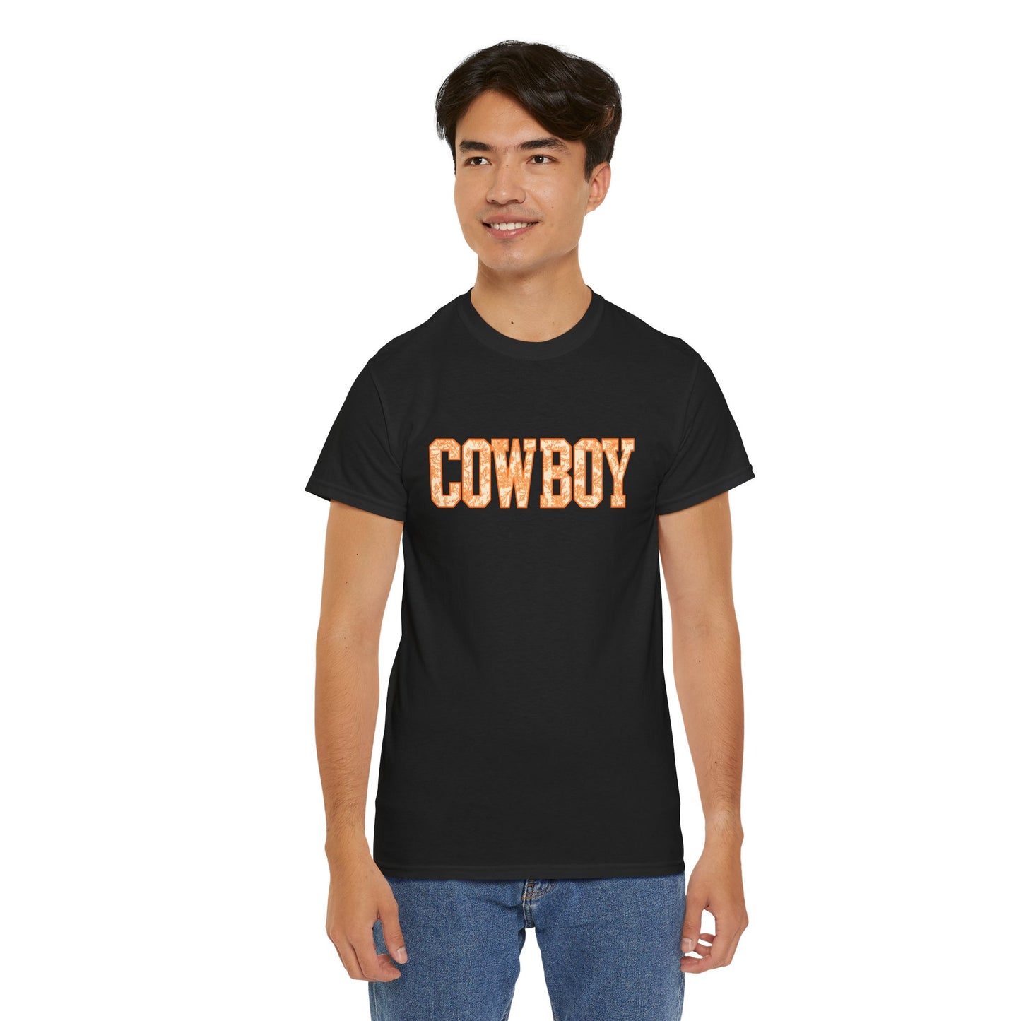 Cowboy Shirt | Western Graphic Tee | Orange Cowboy Typography Shirt | Oklahoma Football Tee | Country Style Cowboy Fan Gift
