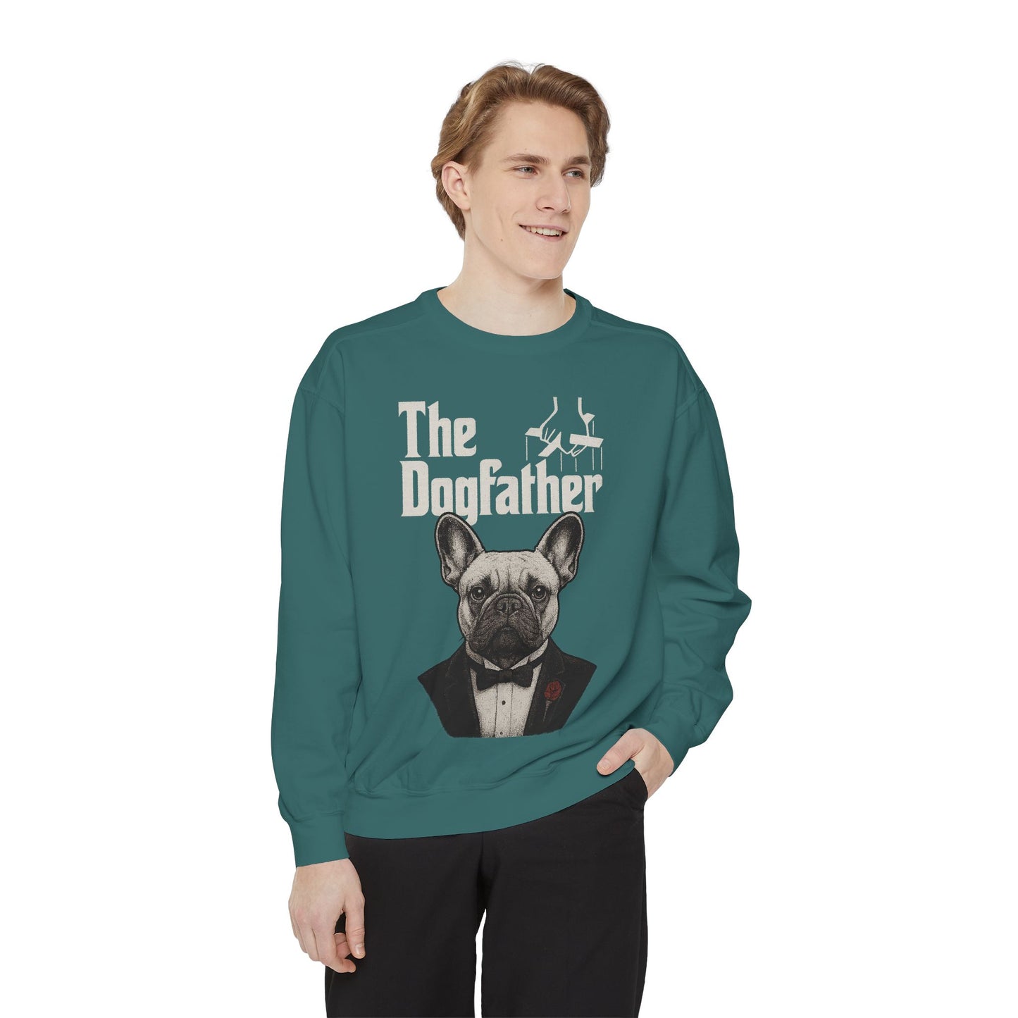 The Dogfather Sweatshirt | Funny French Bulldog Pullover | Dog Dad Crewneck | Mafia Style Frenchie Lover Sweater