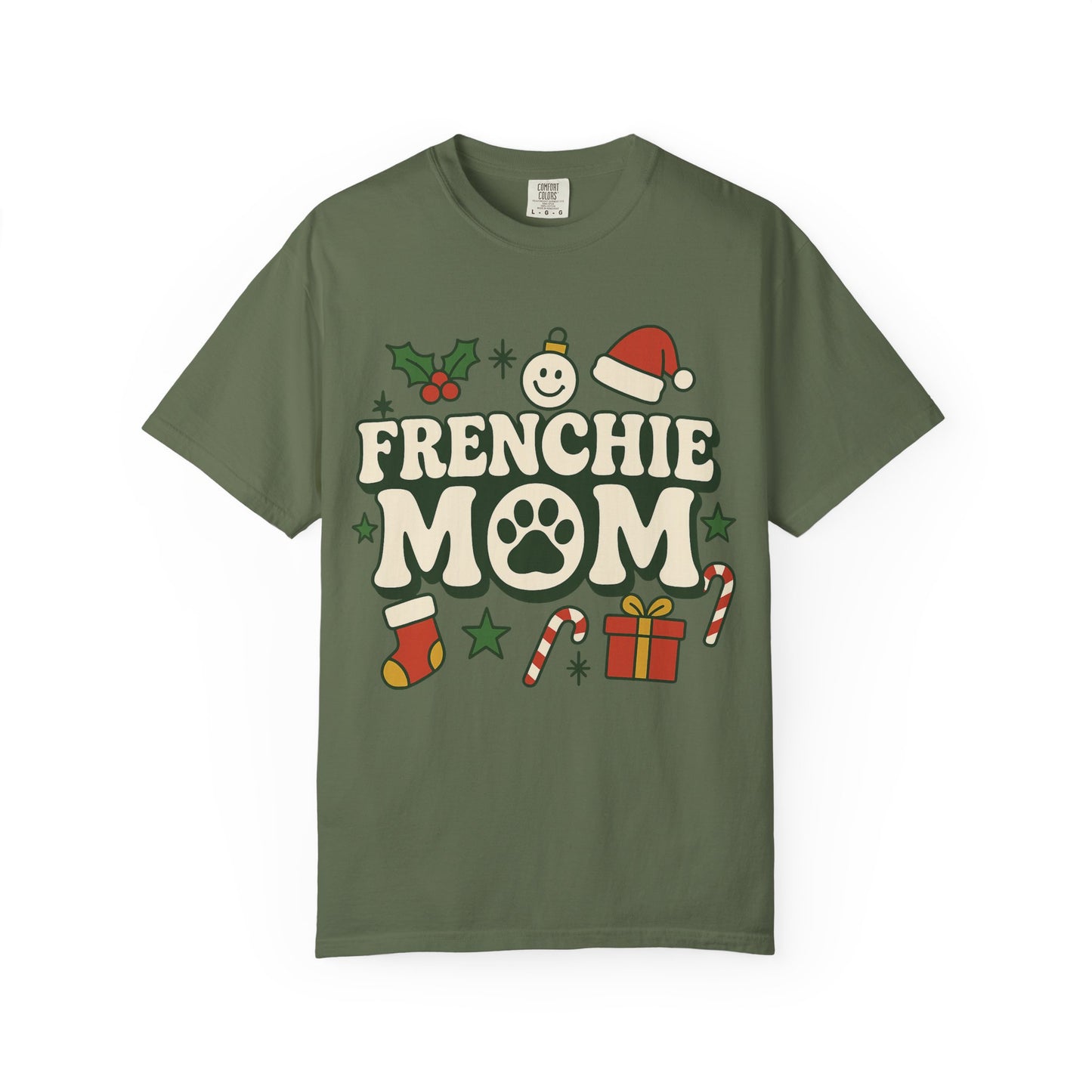 Merry Frenchie Mom T-Shirt | Christmas Dog Mom Tee | Festive French Bulldog Top | Cute Holiday Dog Lover Gift Shirt