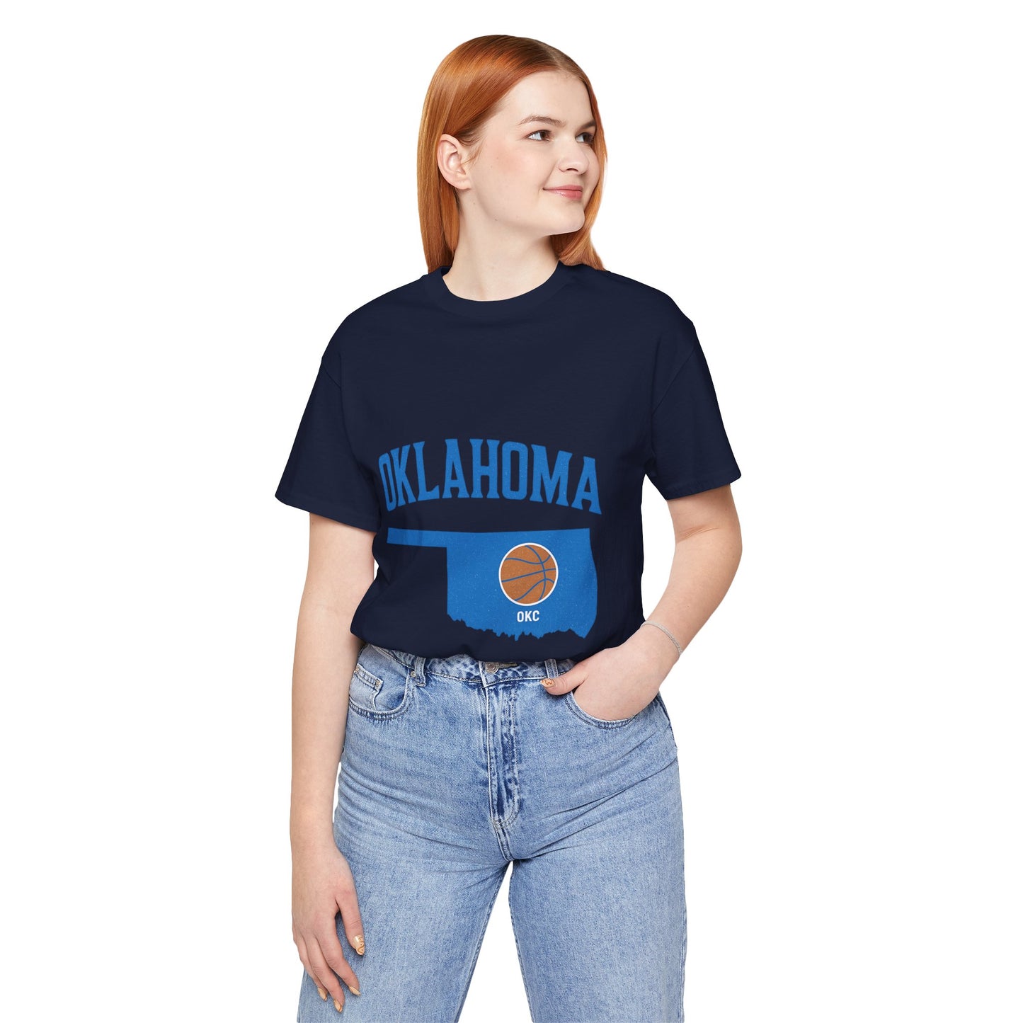 Oklahoma Basketball T-Shirt | OKC State Outline Tee | Blue and Orange Game Day Shirt | Retro Oklahoma Sports Graphic Top