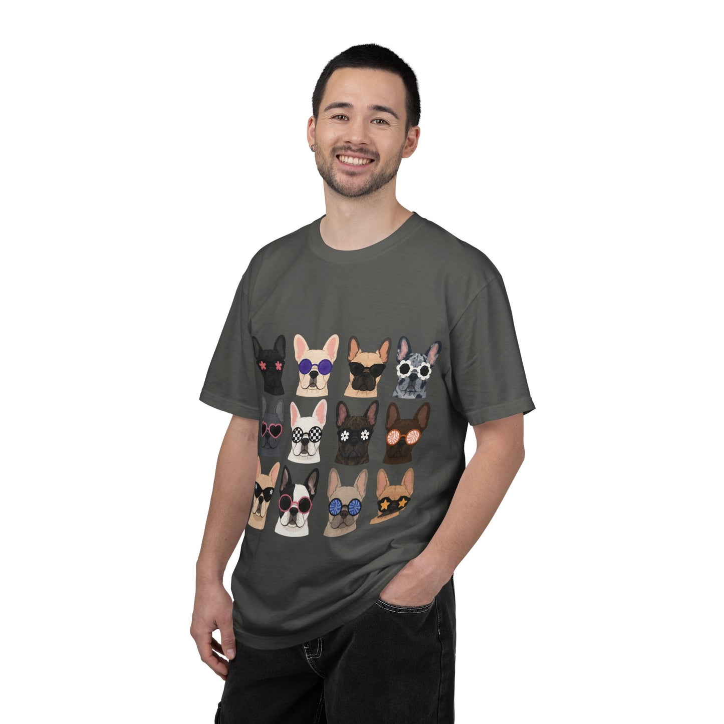 French Bulldog Sunglasses Shirt, Frenchie Faces Tee, Cute French Bulldog Shirt, Colorful Frenchie Dog Lover Gift, Dog Mom Graphic Tee